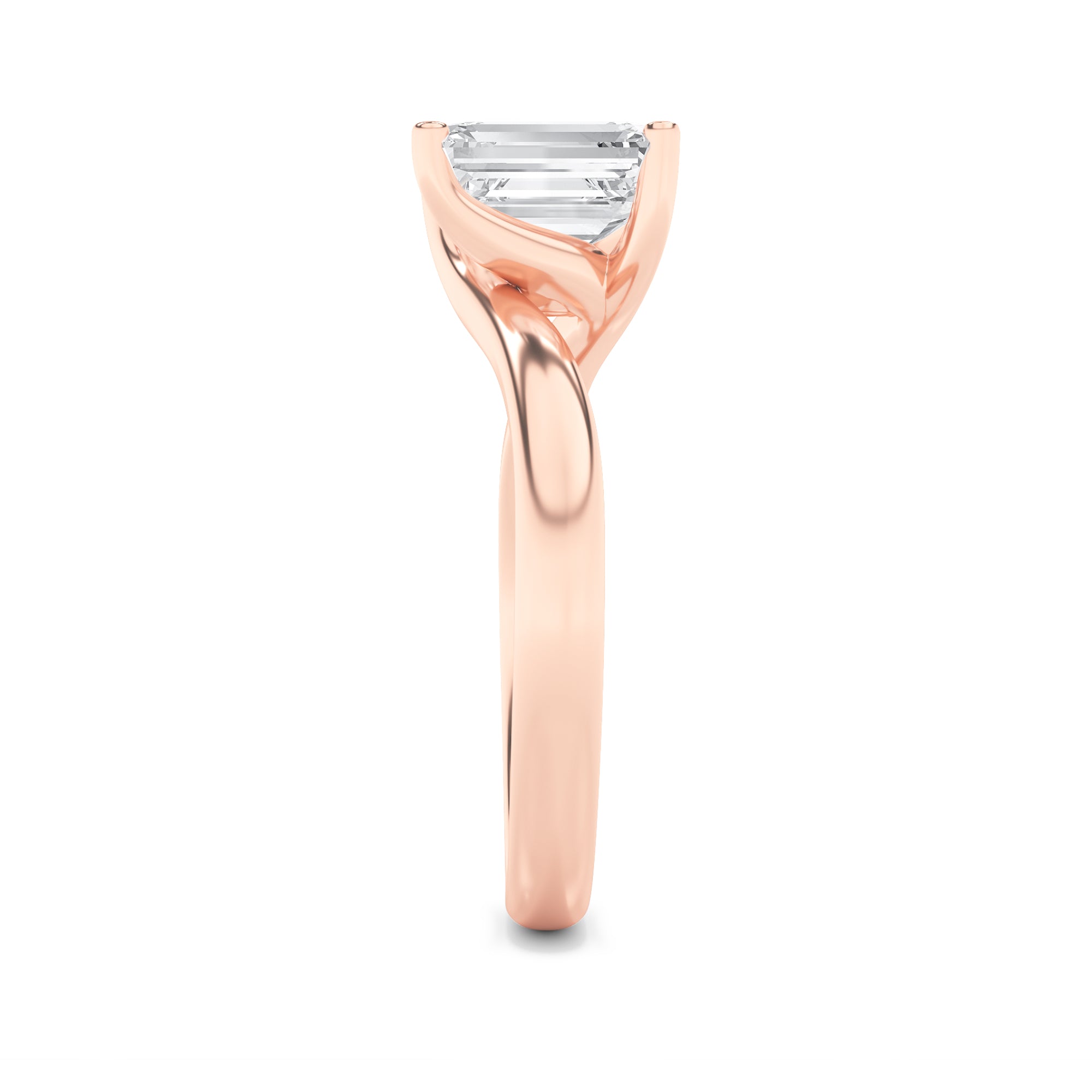 Signature Emerald Solitaire with 4 Prongs - Rose Gold Aura Diamonds