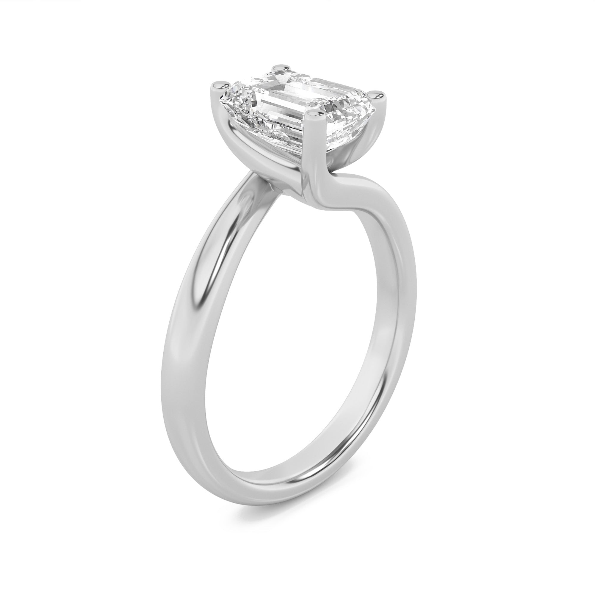 Signature Emerald Solitaire with 4 Prongs - White Gold Aura Diamonds