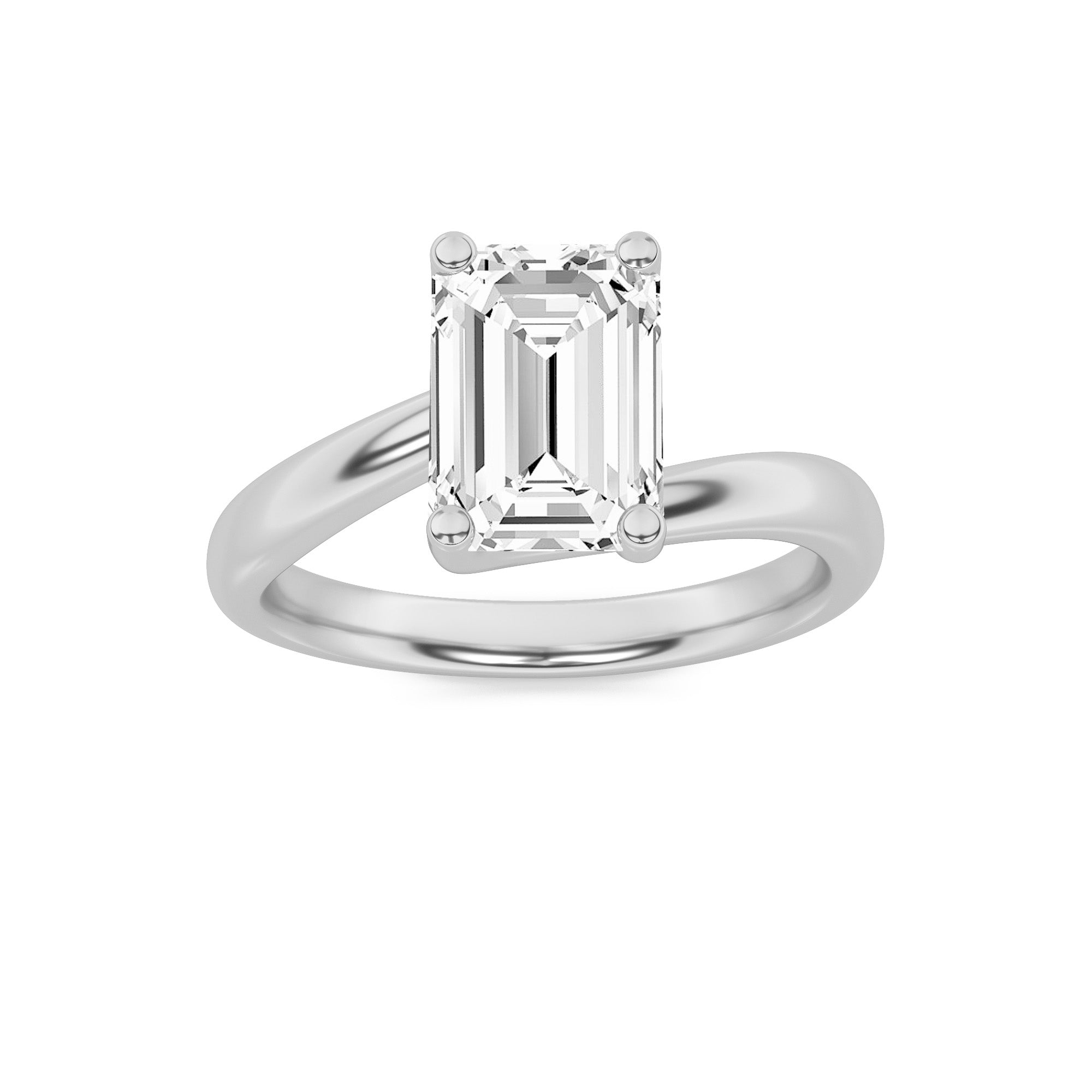 Signature Emerald Solitaire with 4 Prongs - White Gold Aura Diamonds