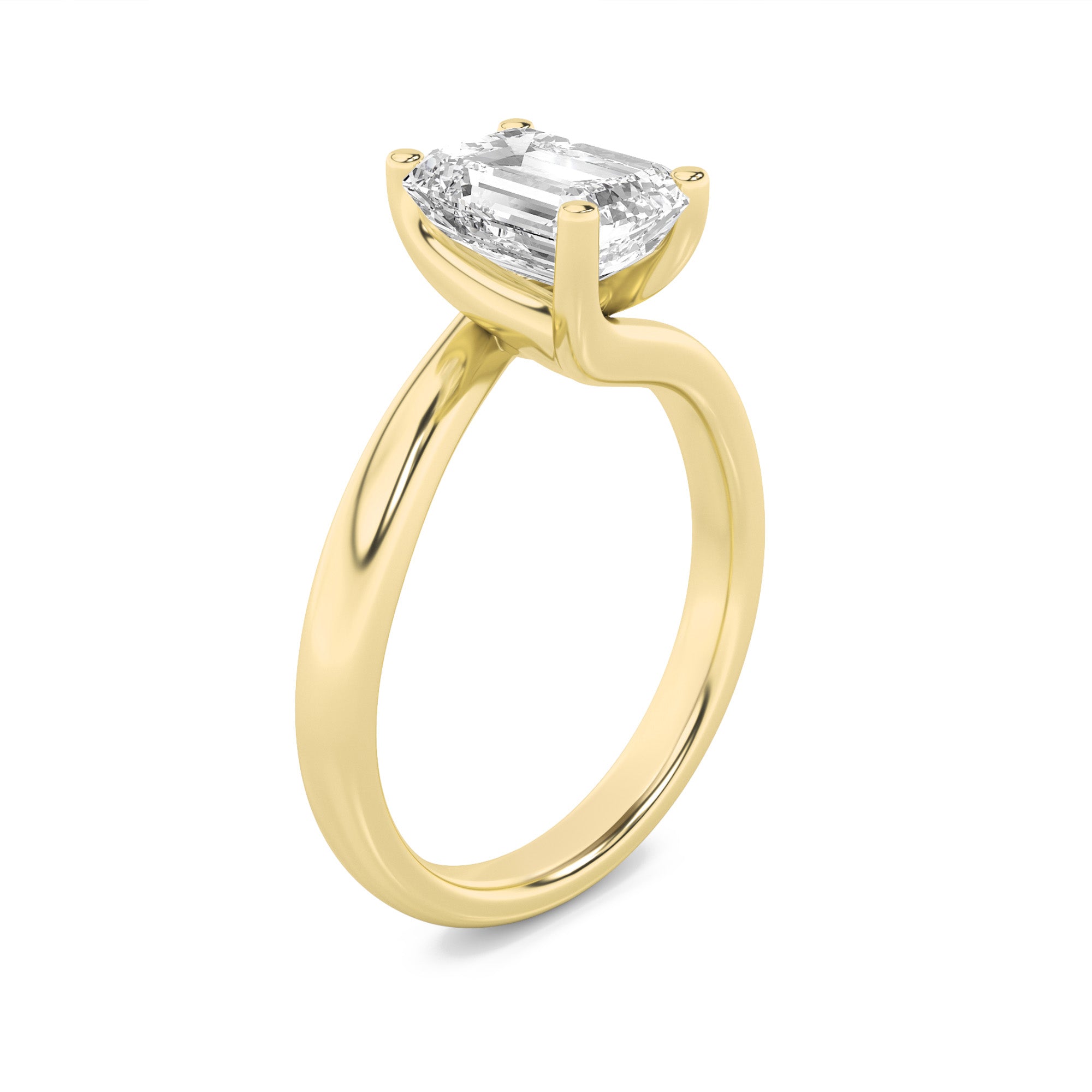 Signature Emerald Solitaire with 4 Prongs - Yellow Gold Aura Diamonds