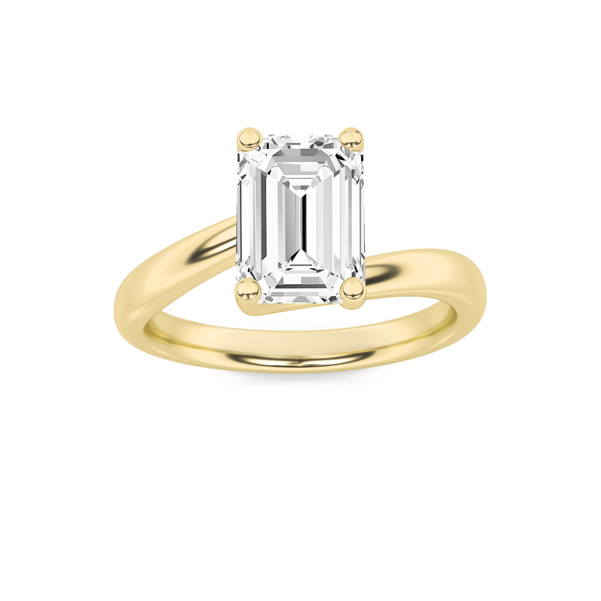 Signature Emerald Solitaire with 4 Prongs - Yellow Gold Aura Diamonds