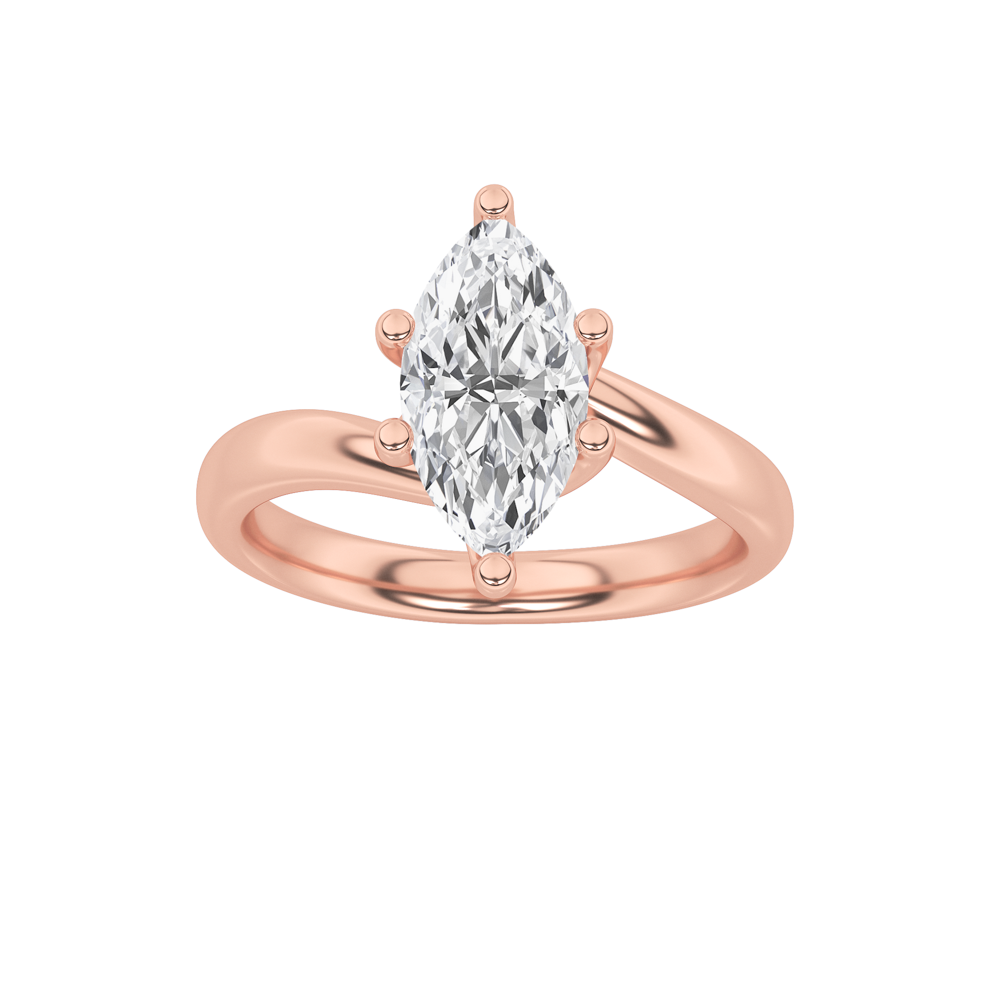 Signature Marquise Solitaire with Six Prongs - Rose Gold Aura Diamonds