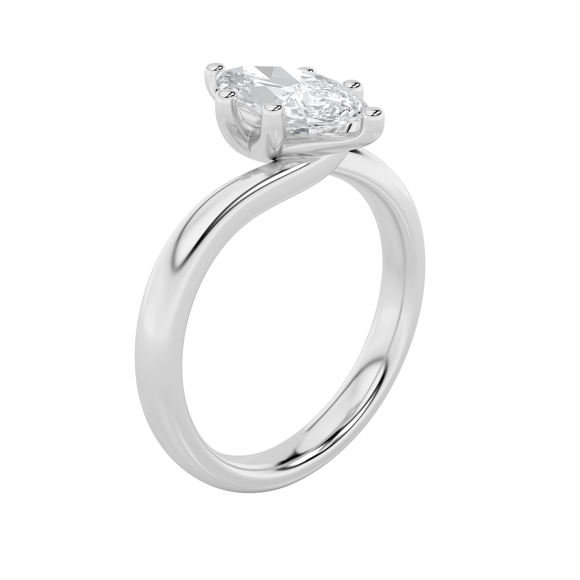 Signature Marquise Solitaire with Six Prongs - White Gold Aura Diamonds