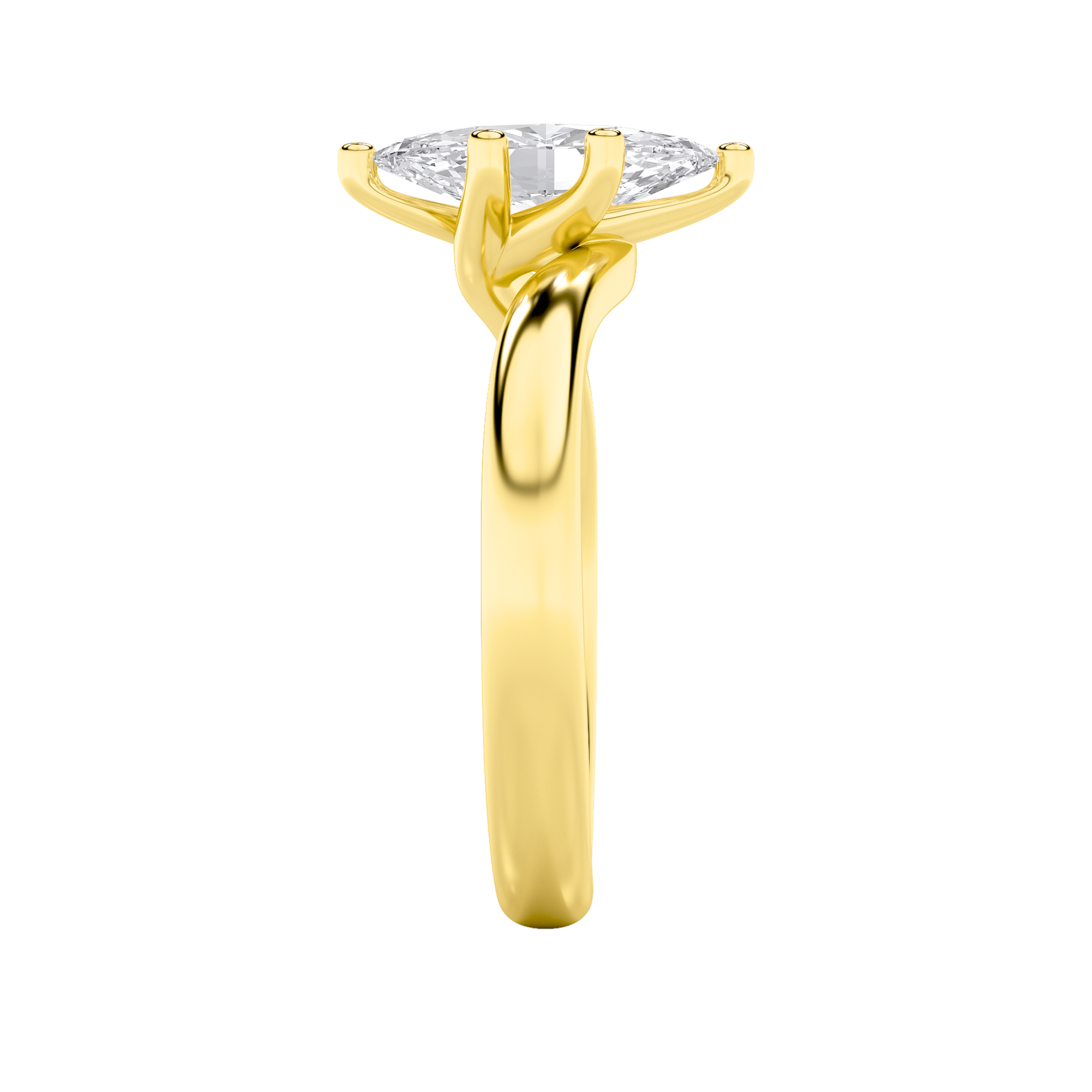 Signature Marquise Solitaire with Six Prongs - Yellow Gold Aura Diamonds