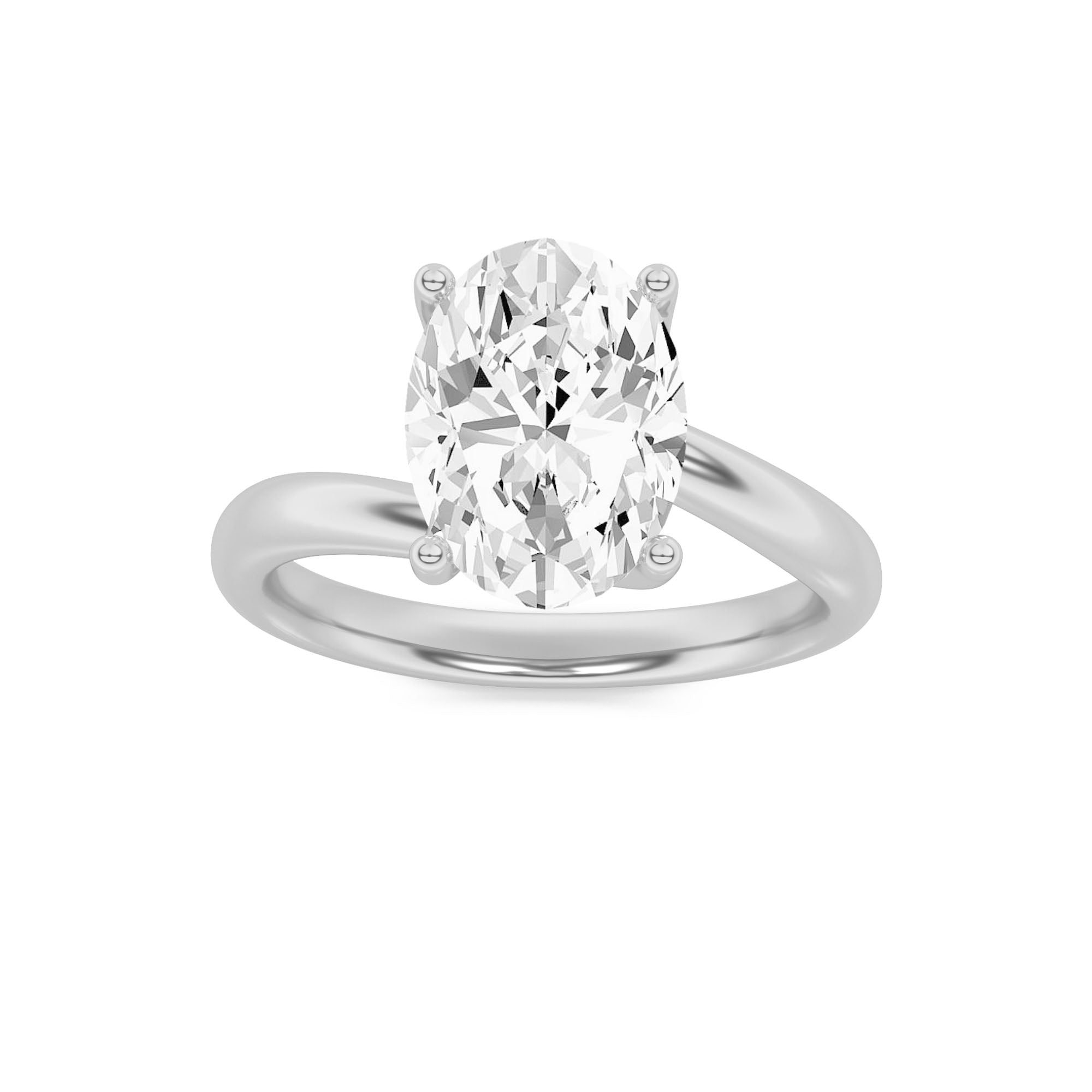 Signature Oval Solitaire with 4 Prongs - White Gold Aura Diamonds