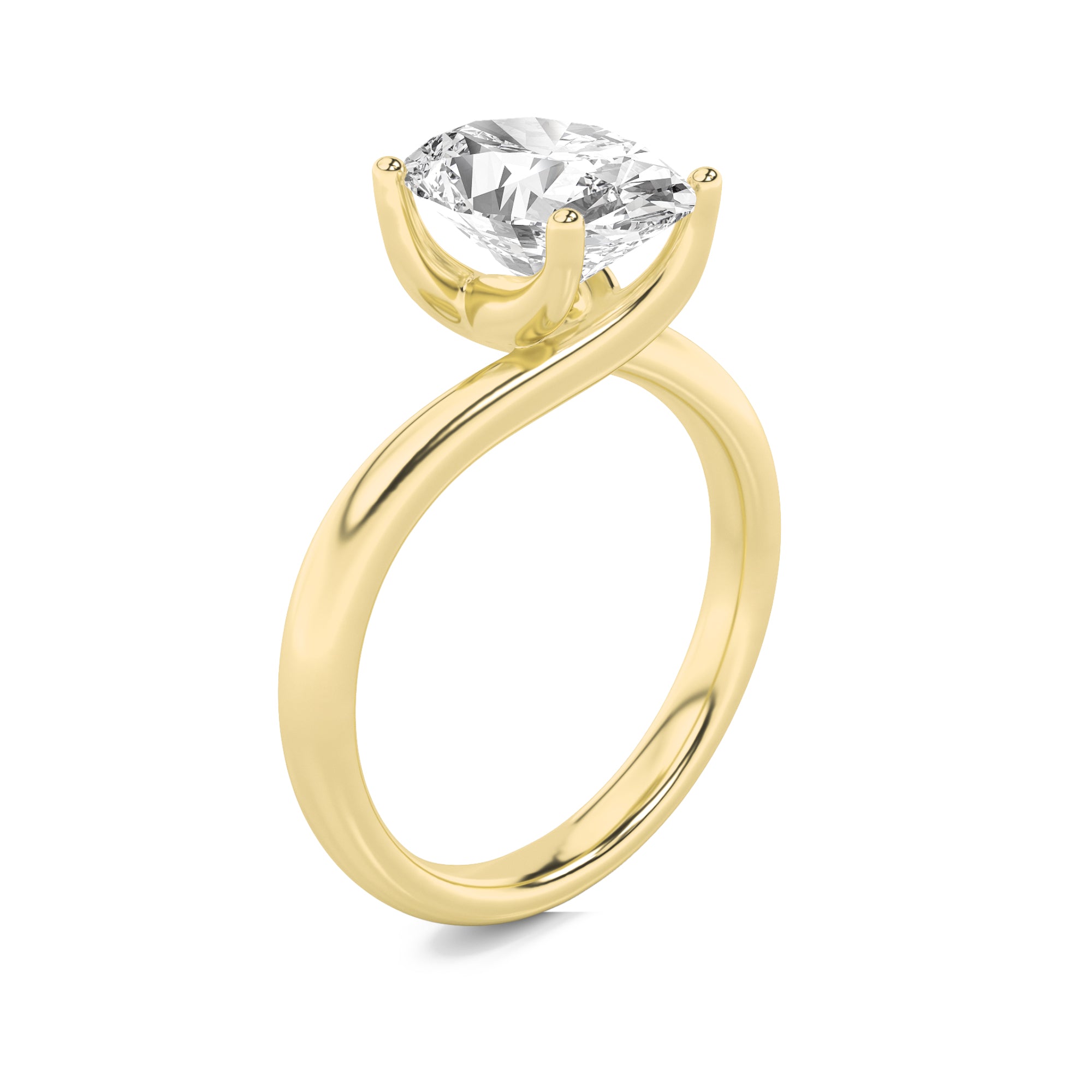 Signature Oval Solitaire with 4 Prongs - Yellow Gold Aura Diamonds