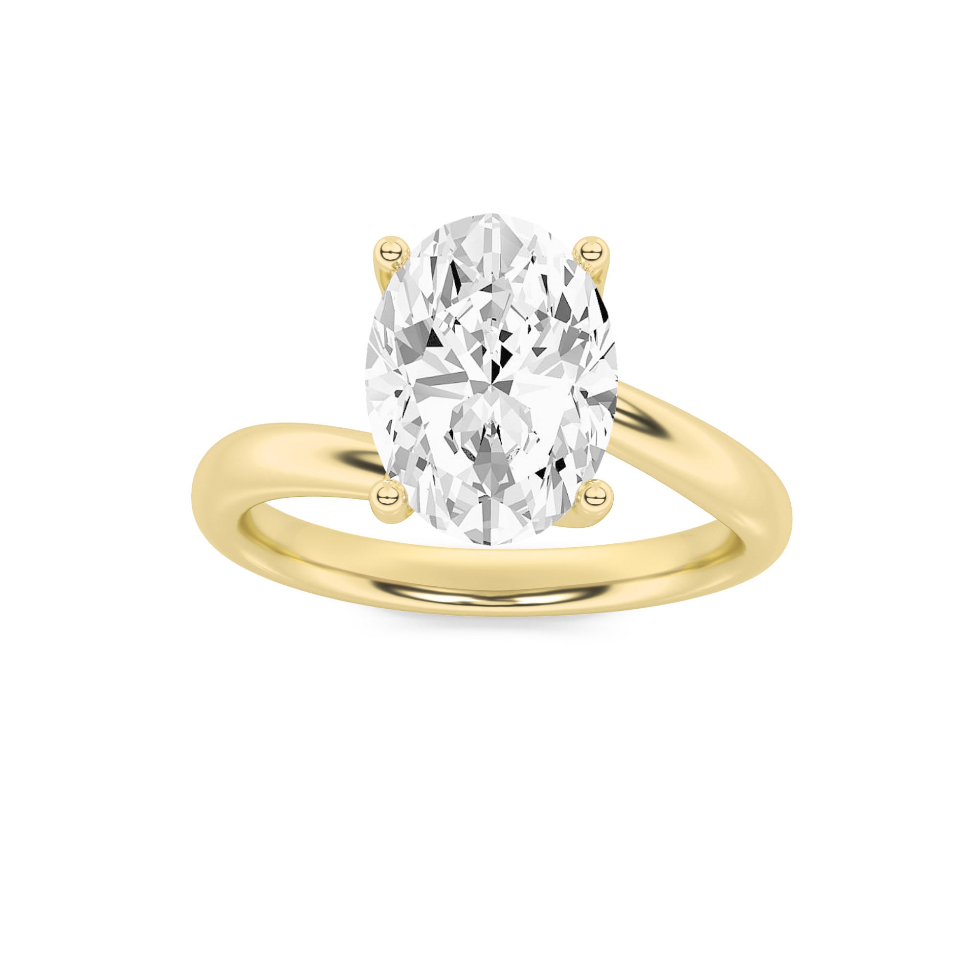 Signature Oval Solitaire with 4 Prongs - Yellow Gold Aura Diamonds