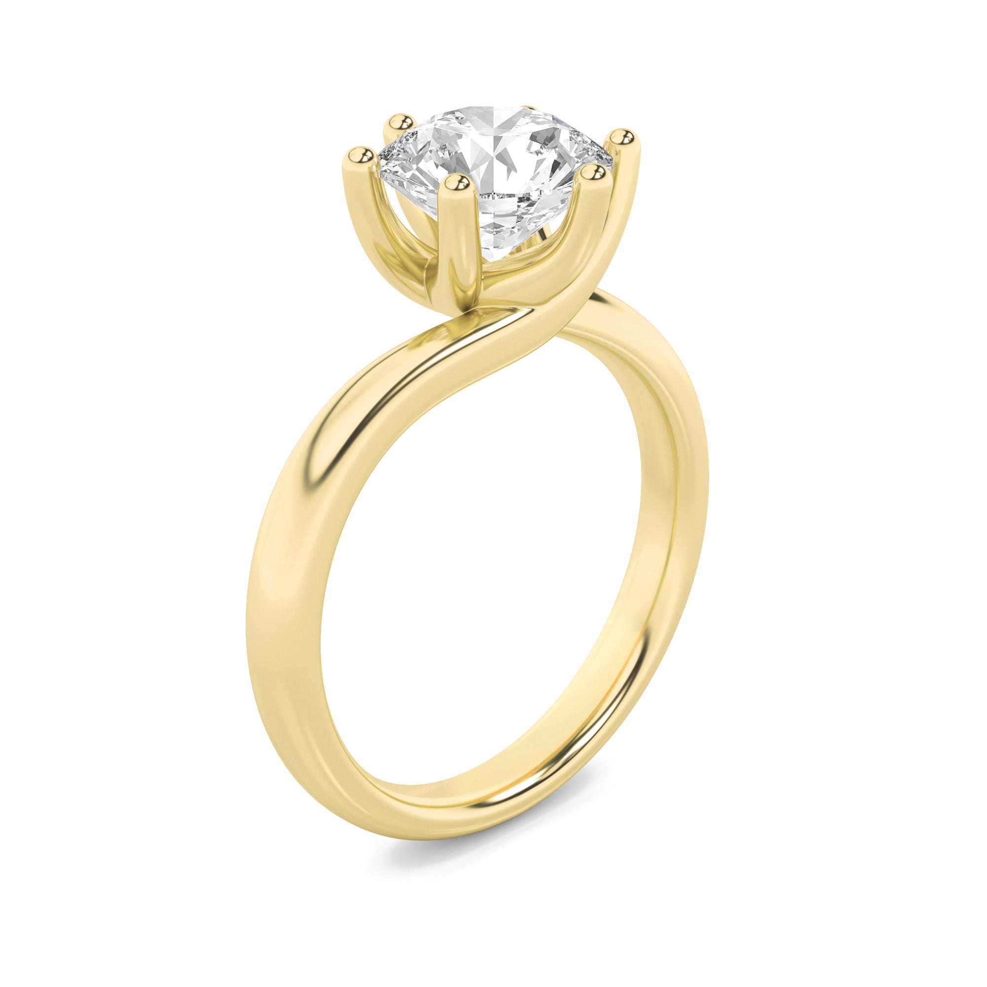 Grace Signature Solitaire - Round Brilliant Cut - Yellow Gold Aura Diamonds
