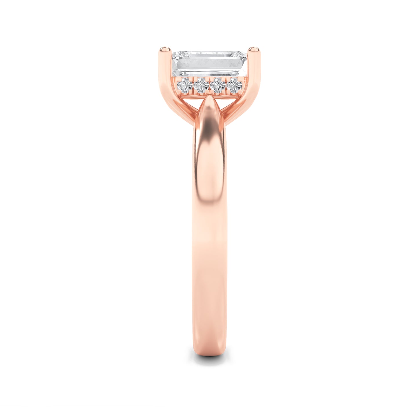 Julia Emerald Solitaire with Hidden Halo - Cathedral Setting - Rose Gold
