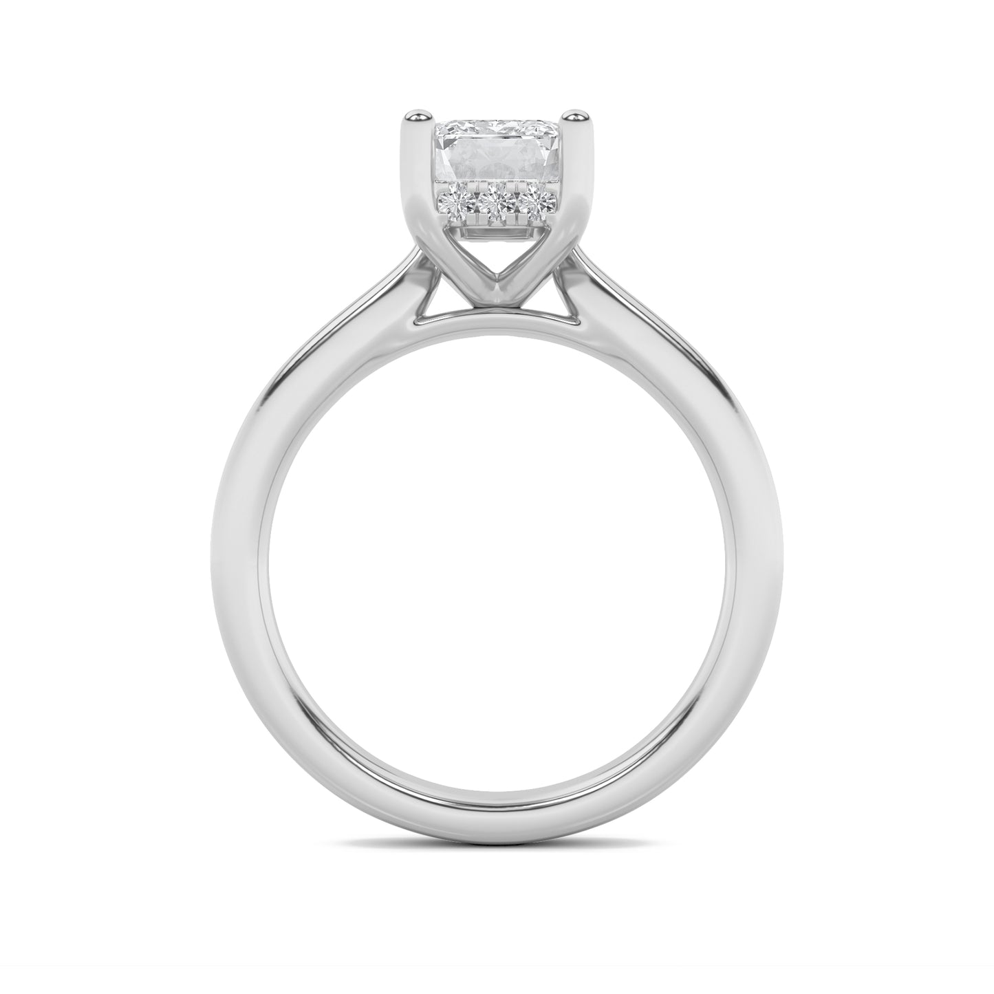 Julia Emerald Solitaire with Hidden Halo - Cathedral Setting - White Gold