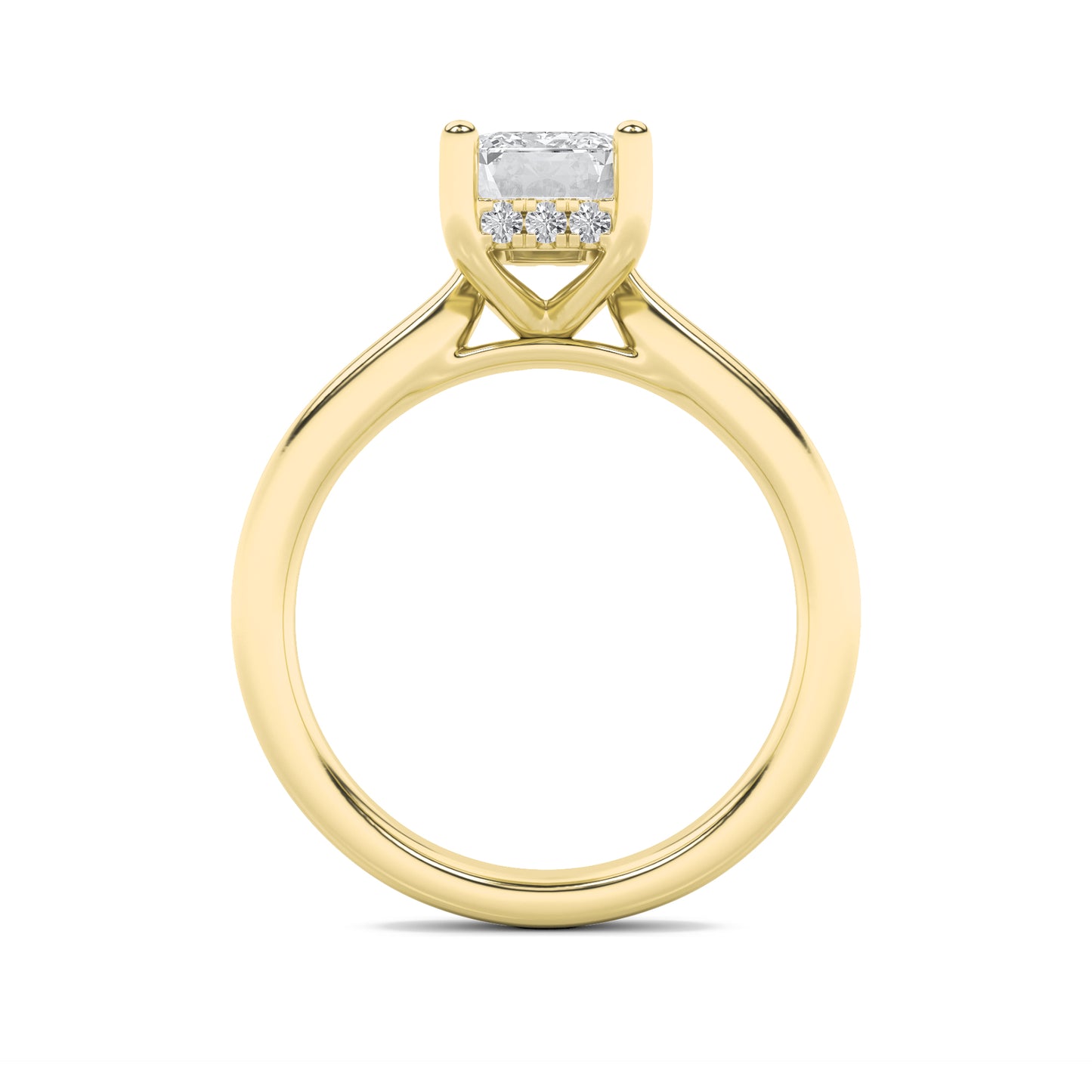 Julia Emerald Solitaire with Hidden Halo - Cathedral Setting - Yellow Gold