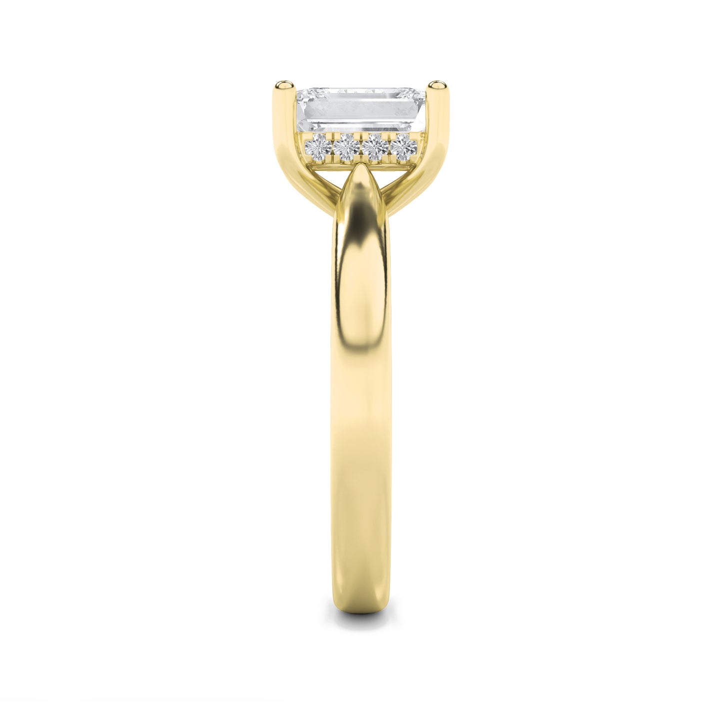 Julia Emerald Solitaire with Hidden Halo - Cathedral Setting - Yellow Gold