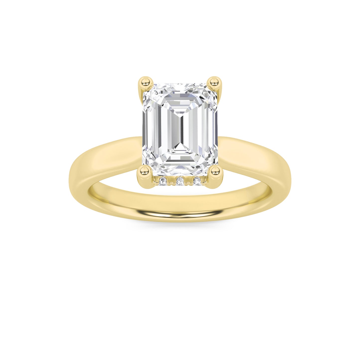 Julia Emerald Solitaire with Hidden Halo - Cathedral Setting - Yellow Gold