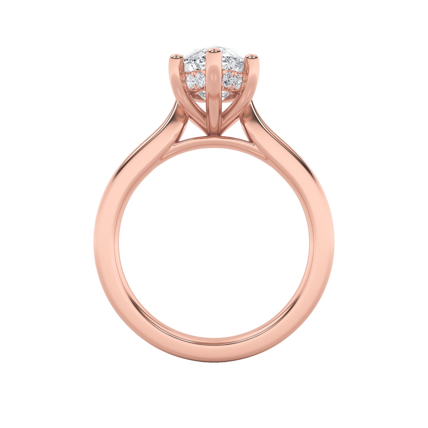 Leila Marquise Solitaire with Hidden Halo - Cathedral Setting - Rose Gold