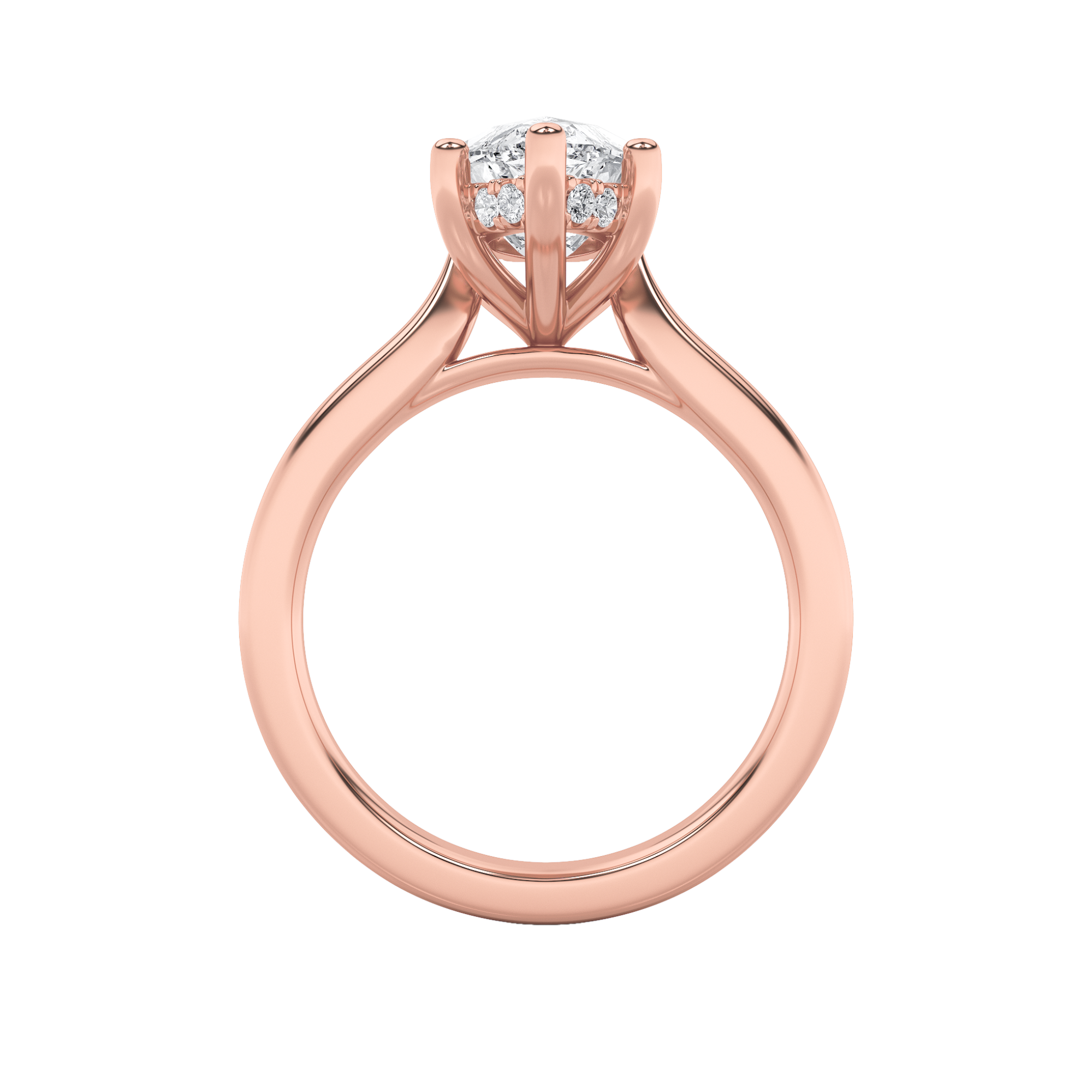 Leila Marquise Solitaire with Hidden Halo - Cathedral Setting - Rose Gold Aura Diamonds