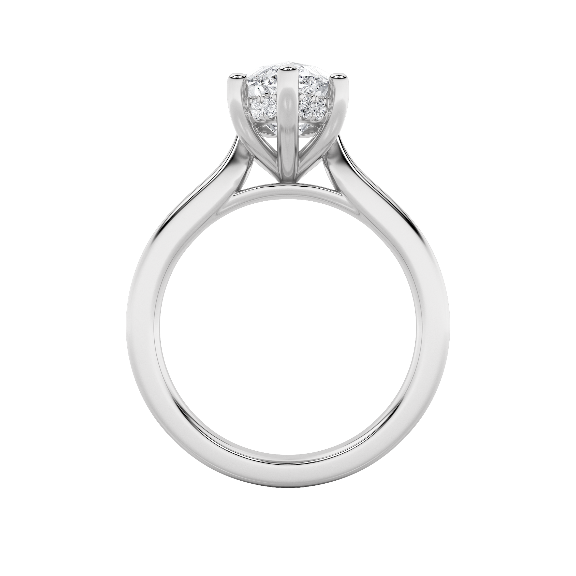 Leila Marquise Solitaire with Hidden Halo - Cathedral Setting - White Gold Aura Diamonds
