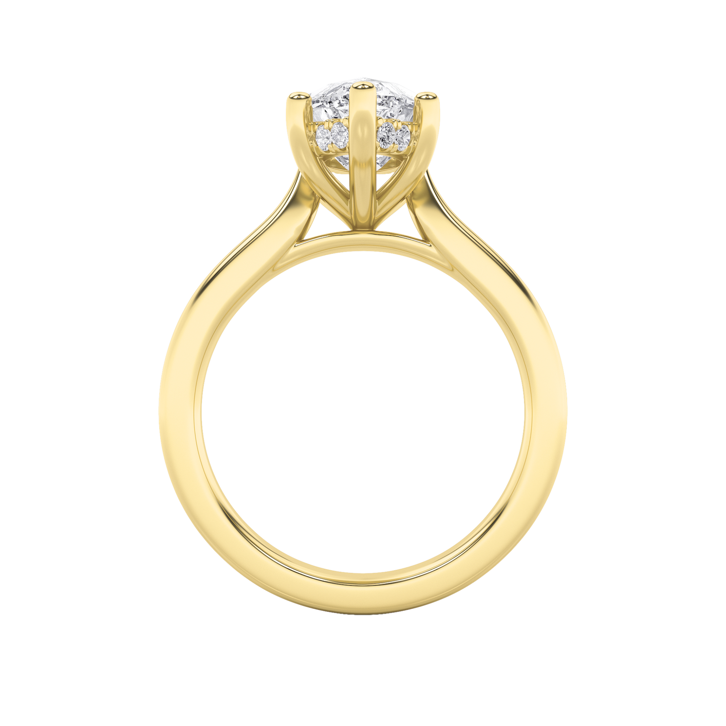 Leila Marquise Solitaire with Hidden Halo - Cathedral Setting - Yellow Gold