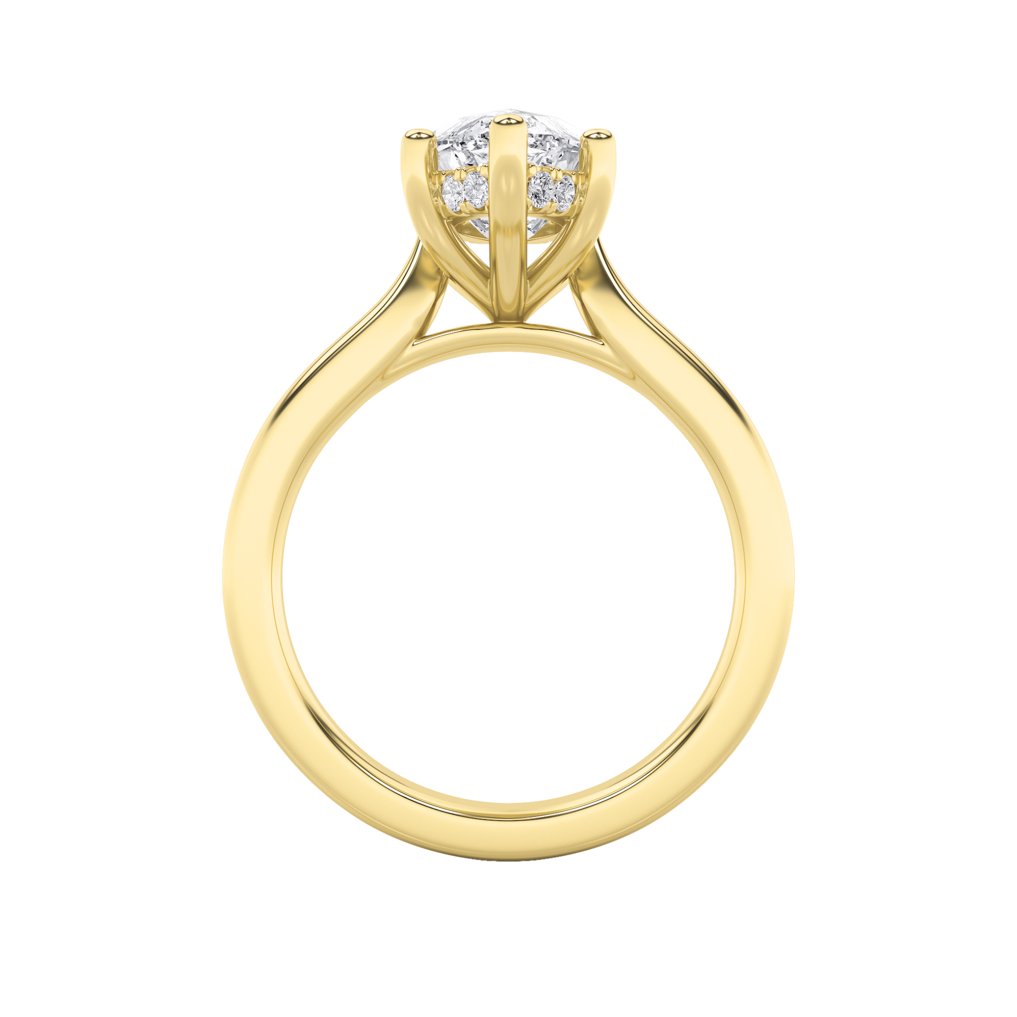 Leila Marquise Solitaire with Hidden Halo - Cathedral Setting - Yellow Gold Aura Diamonds