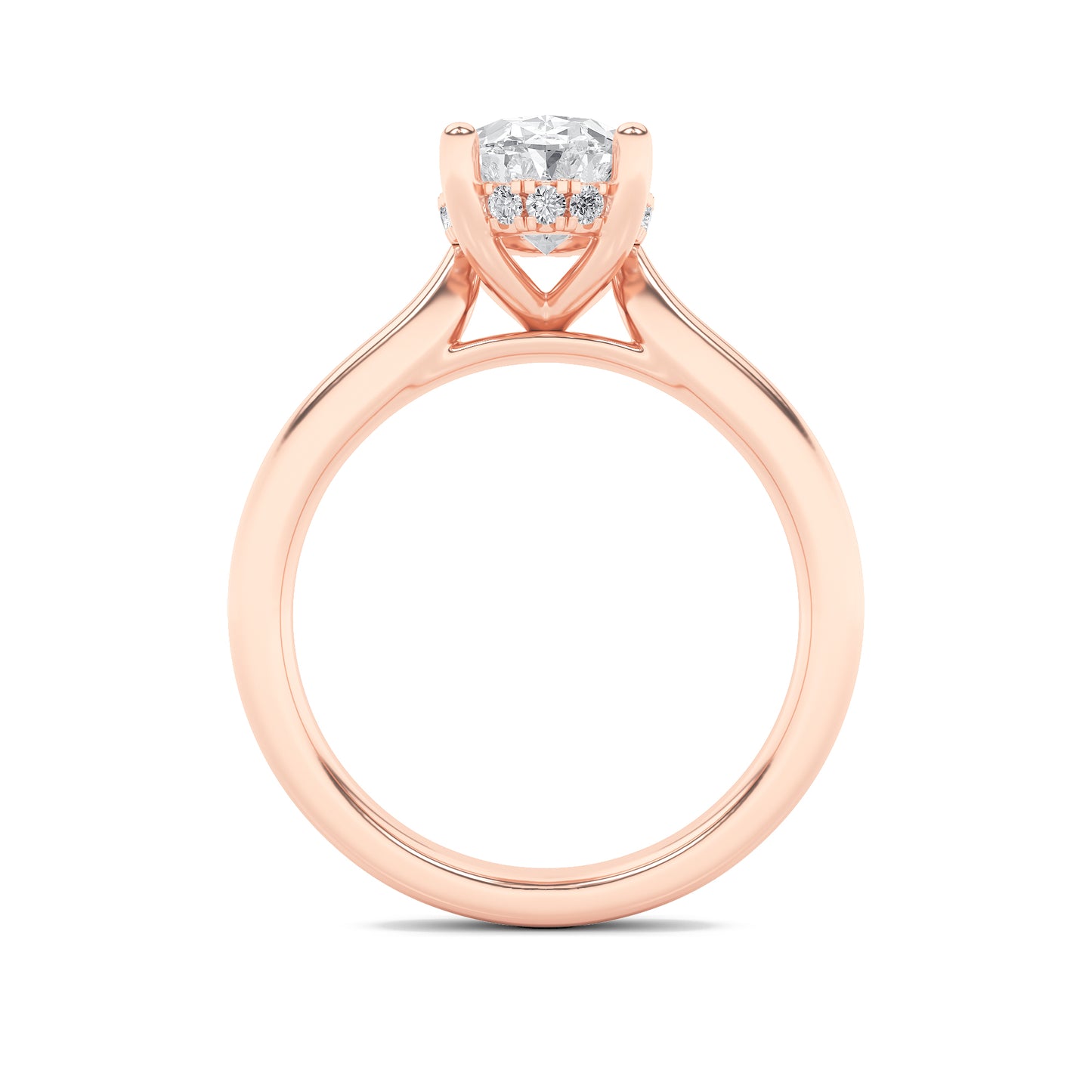 Emma Oval Solitaire with Hidden Halo - Cathedral Setting - Rose Gold