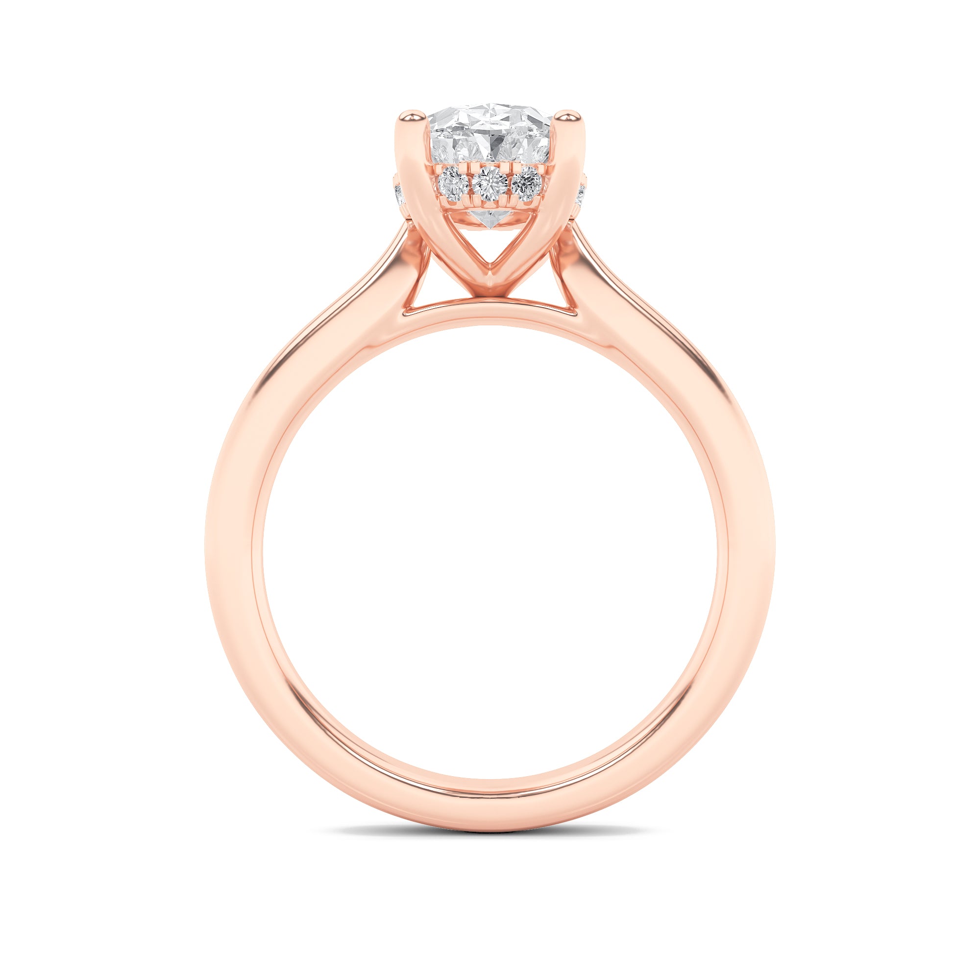 Emma Oval Solitaire with Hidden Halo - Cathedral Setting - Rose Gold Aura Diamonds