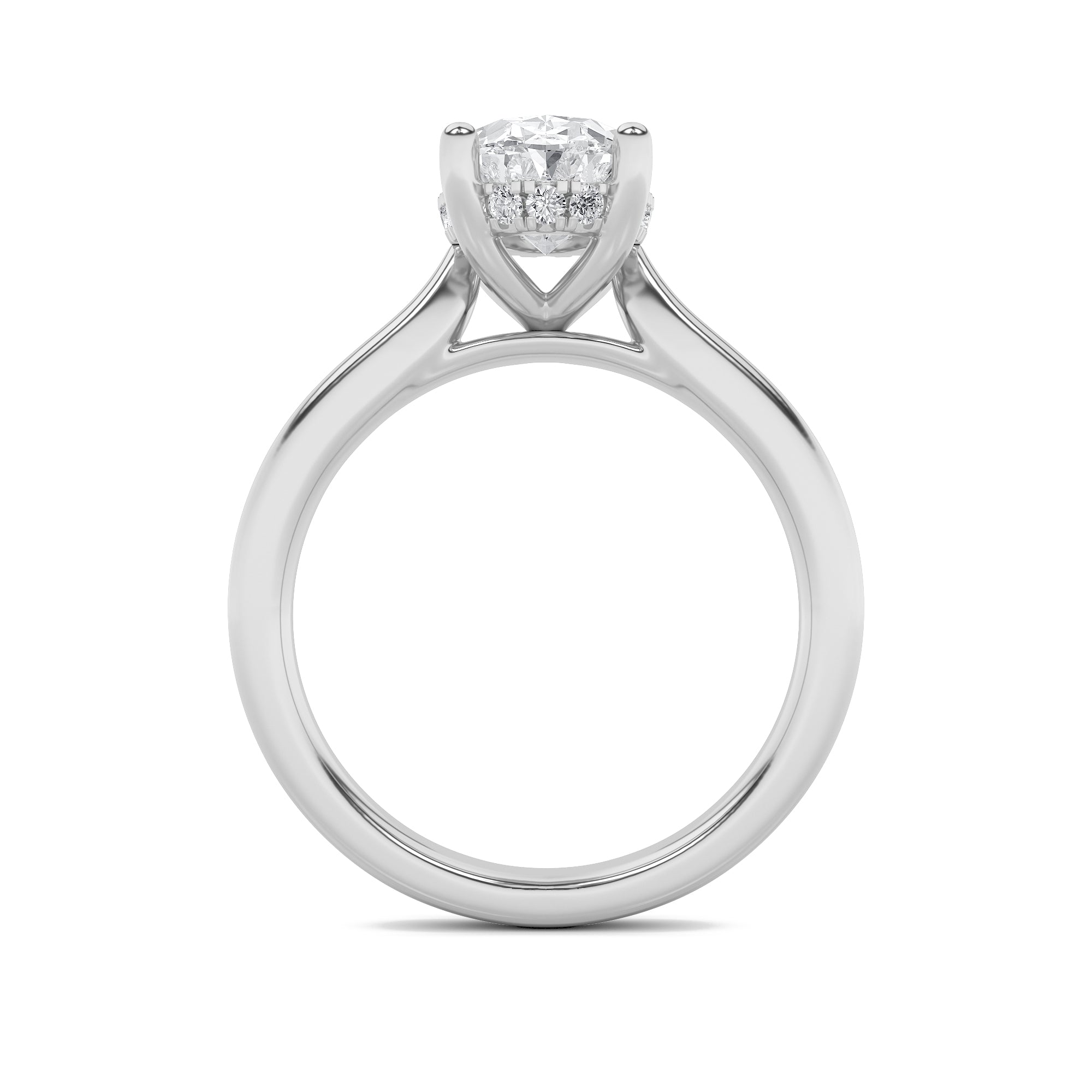 Emma Oval Solitaire with Hidden Halo - Cathedral Setting - White Gold Aura Diamonds
