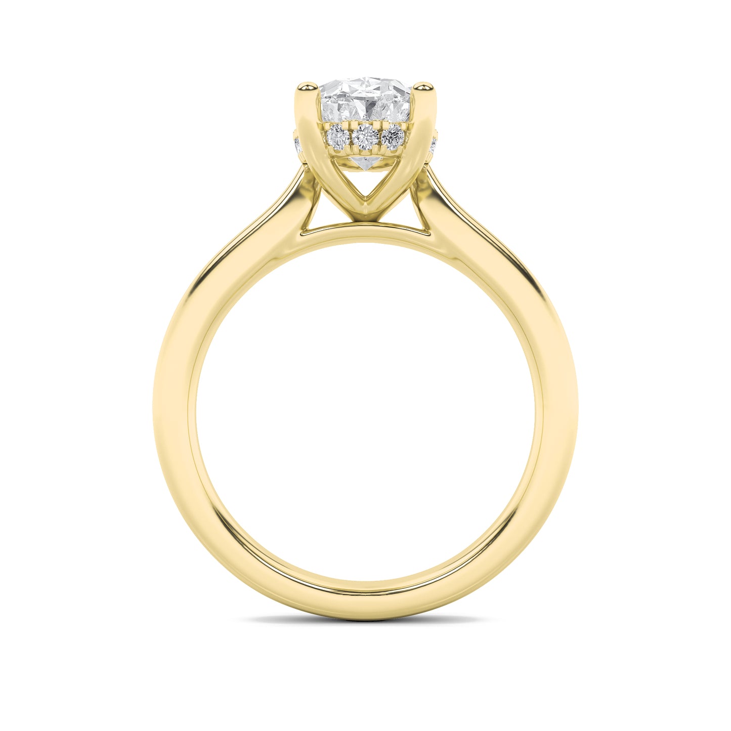 Emma Oval Solitaire with Hidden Halo - Cathedral Setting - Yellow Gold