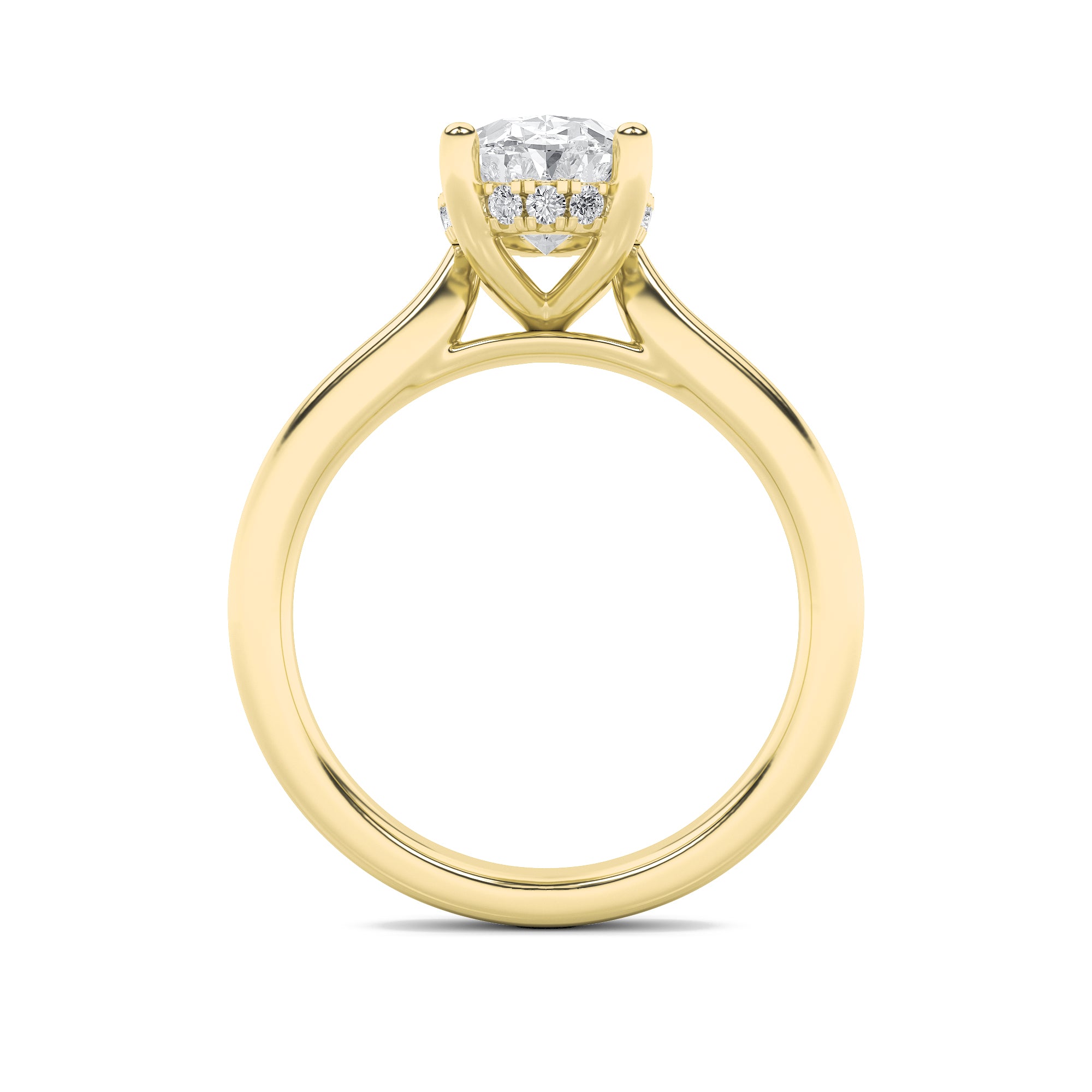 Emma Oval Solitaire with Hidden Halo - Cathedral Setting - Yellow Gold Aura Diamonds