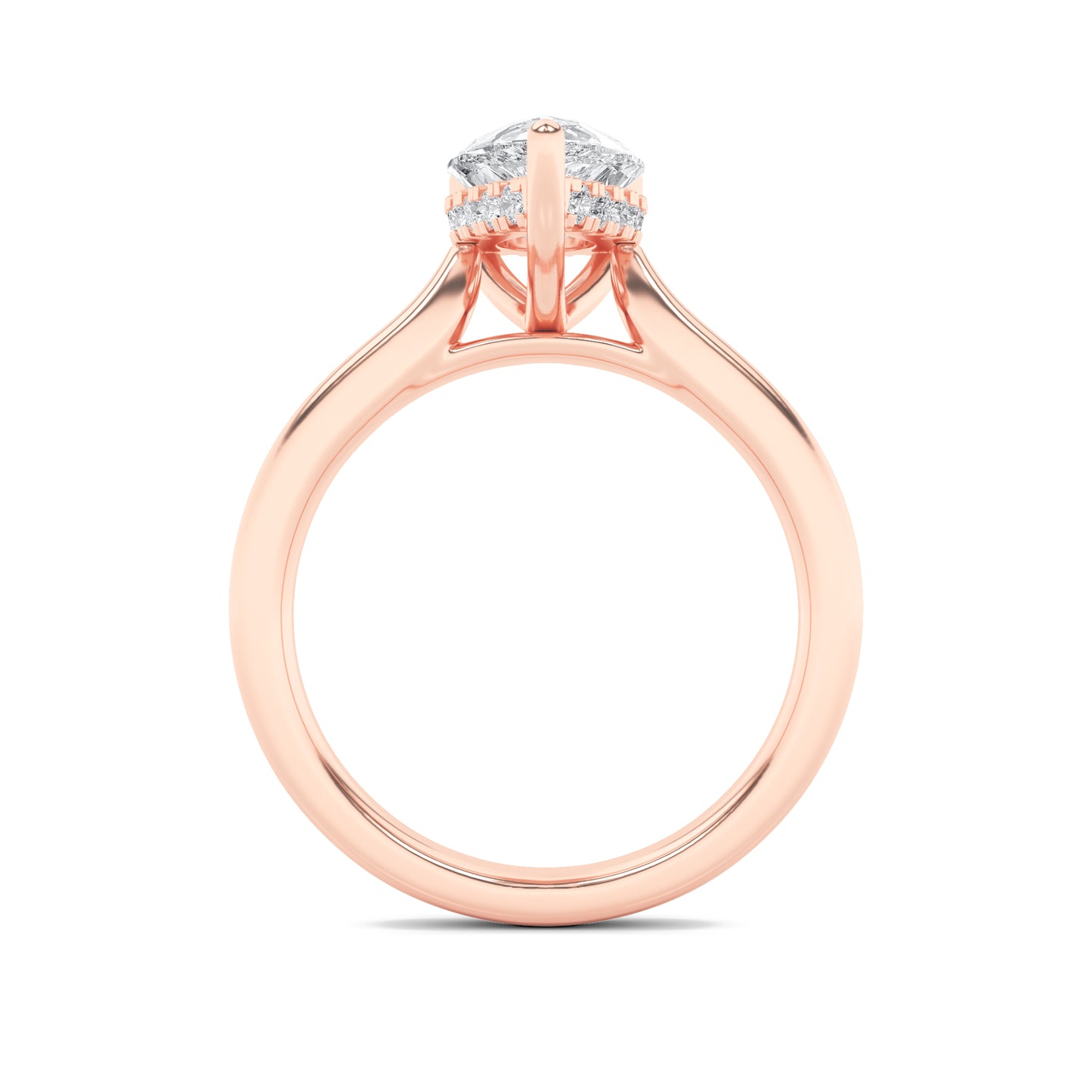 Leah Pear Solitaire with Hidden Halo - Cathedral Setting - Rose Gold