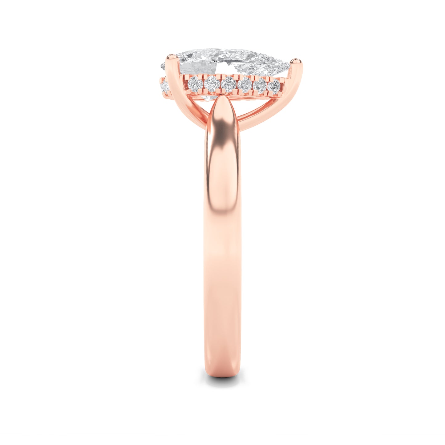 Leah Pear Solitaire with Hidden Halo - Cathedral Setting - Rose Gold