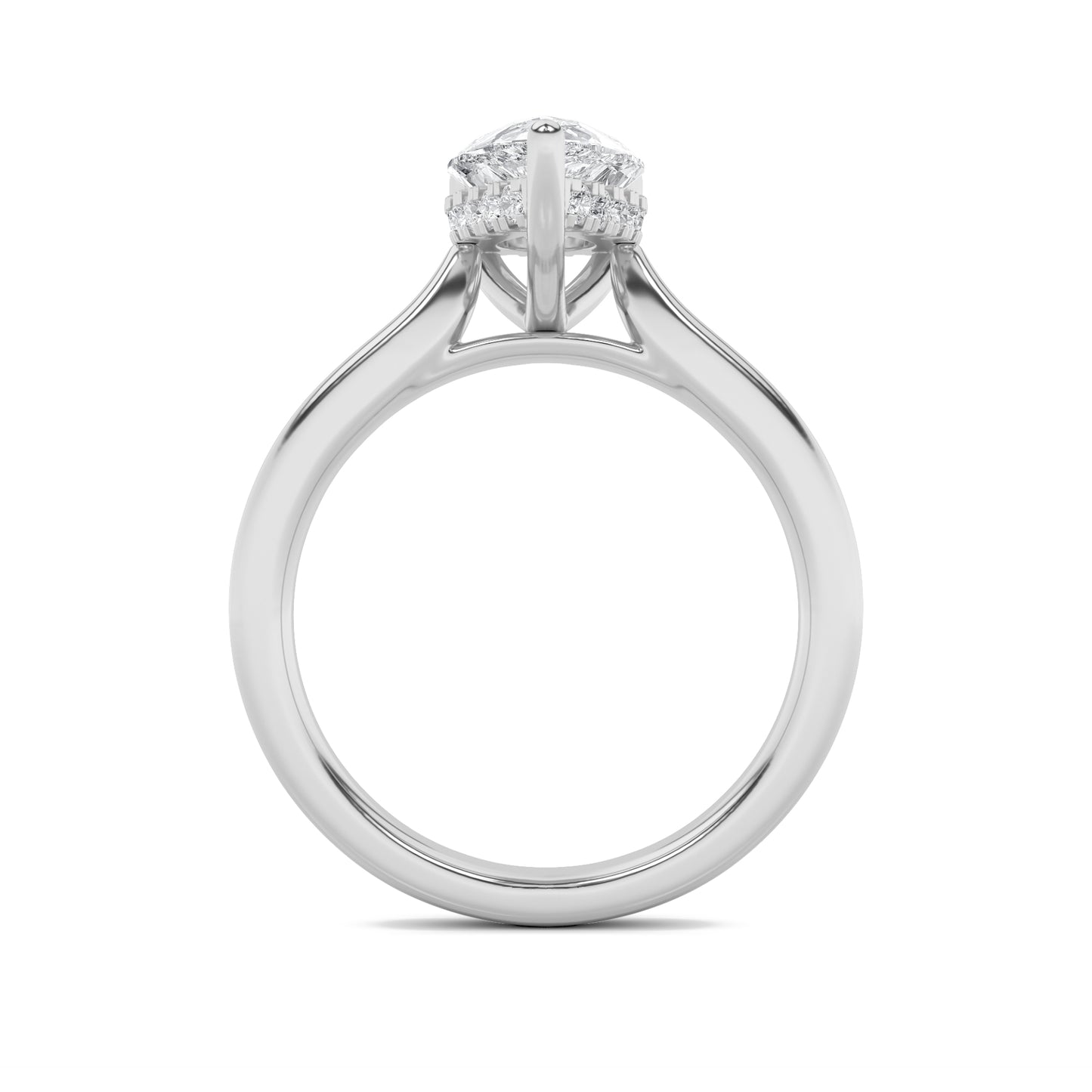 Leah Pear Solitaire with Hidden Halo - Cathedral Setting - White Gold