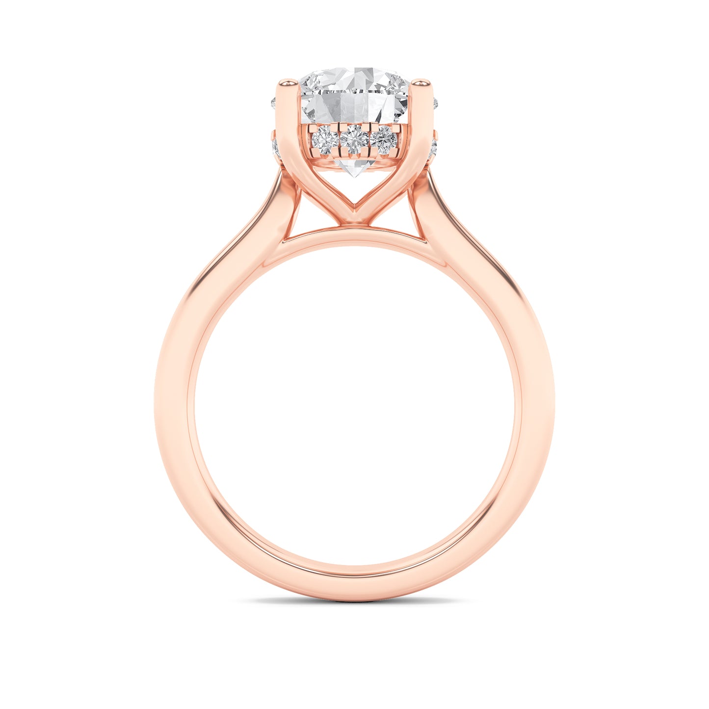 Kate Round Cut Solitaire with Hidden Halo - Cathedral Setting - Rose Gold