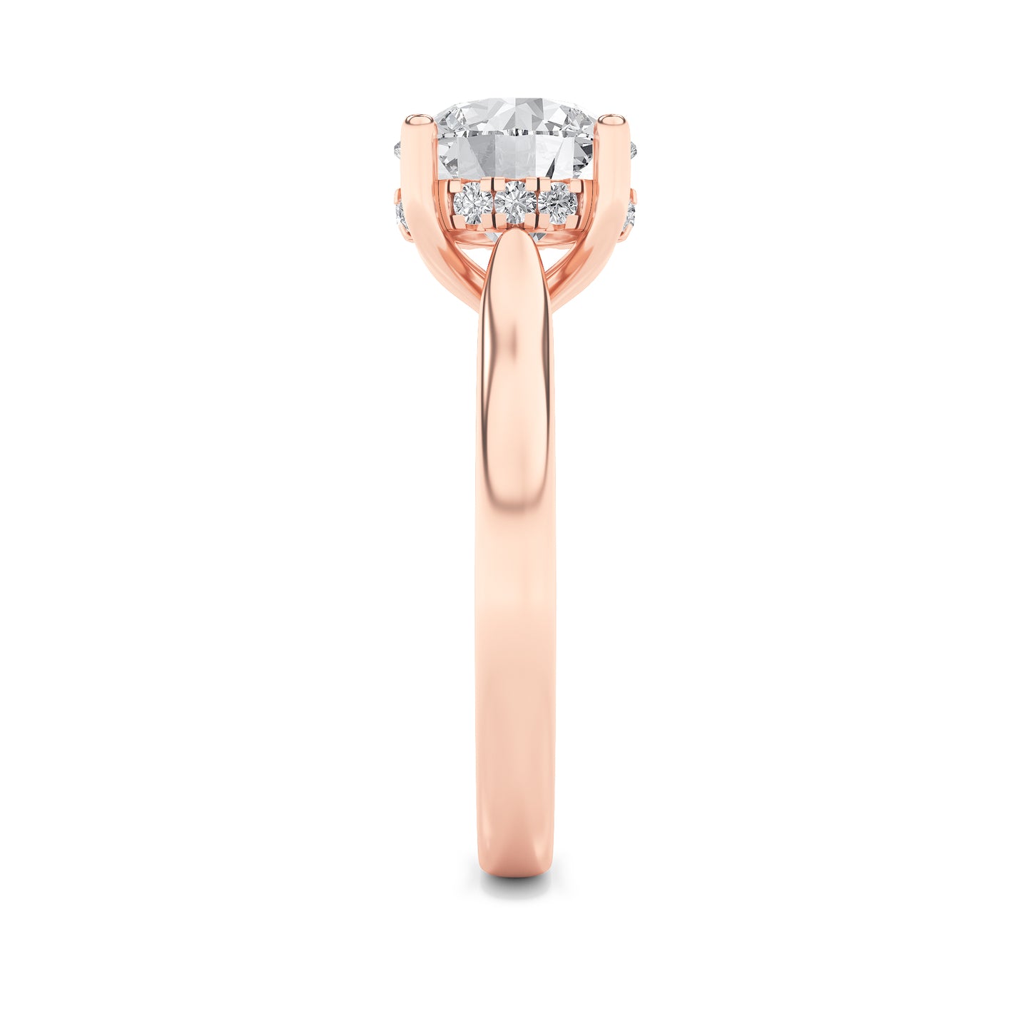 Kate Round Cut Solitaire with Hidden Halo - Cathedral Setting - Rose Gold