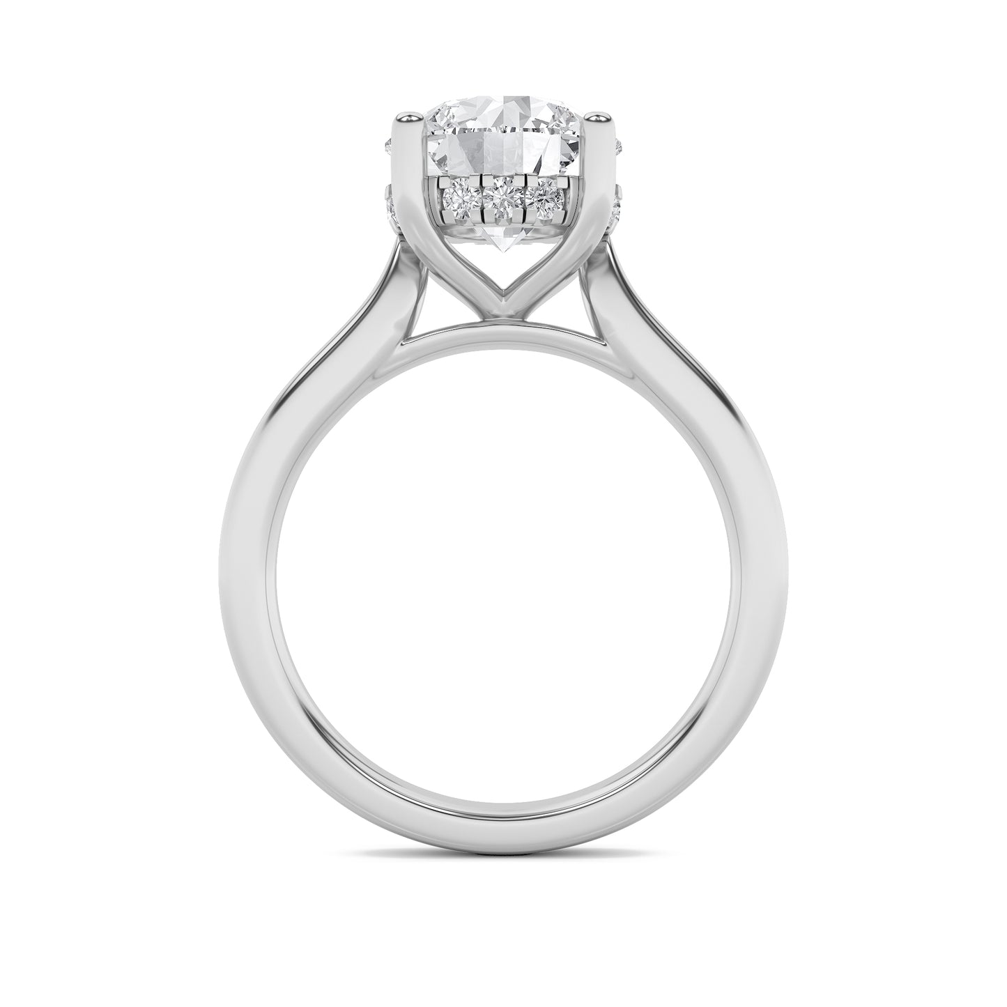 Kate Round Cut Solitaire with Hidden Halo - Cathedral Setting - White Gold