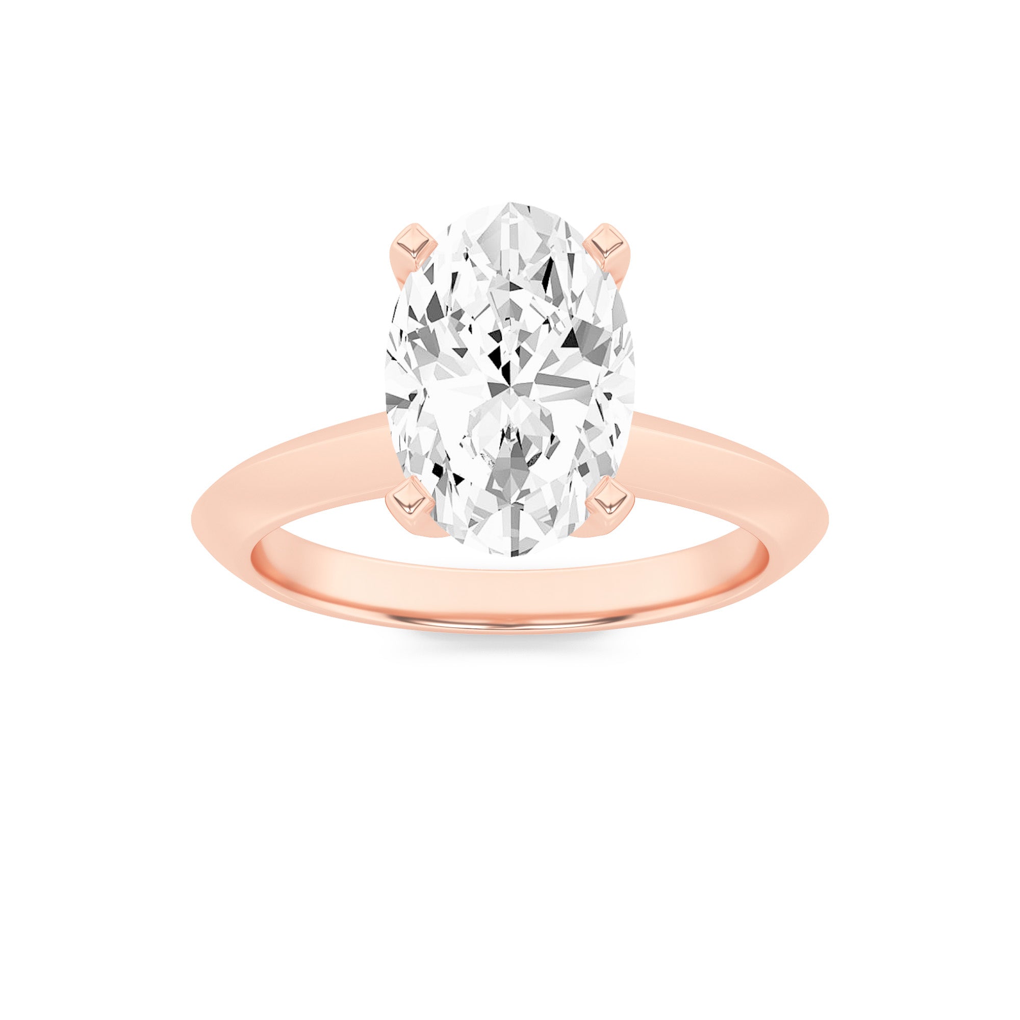 Rebecca Elongated Oval Solitaire with 4 Prongs - Rose Gold Aura Diamonds