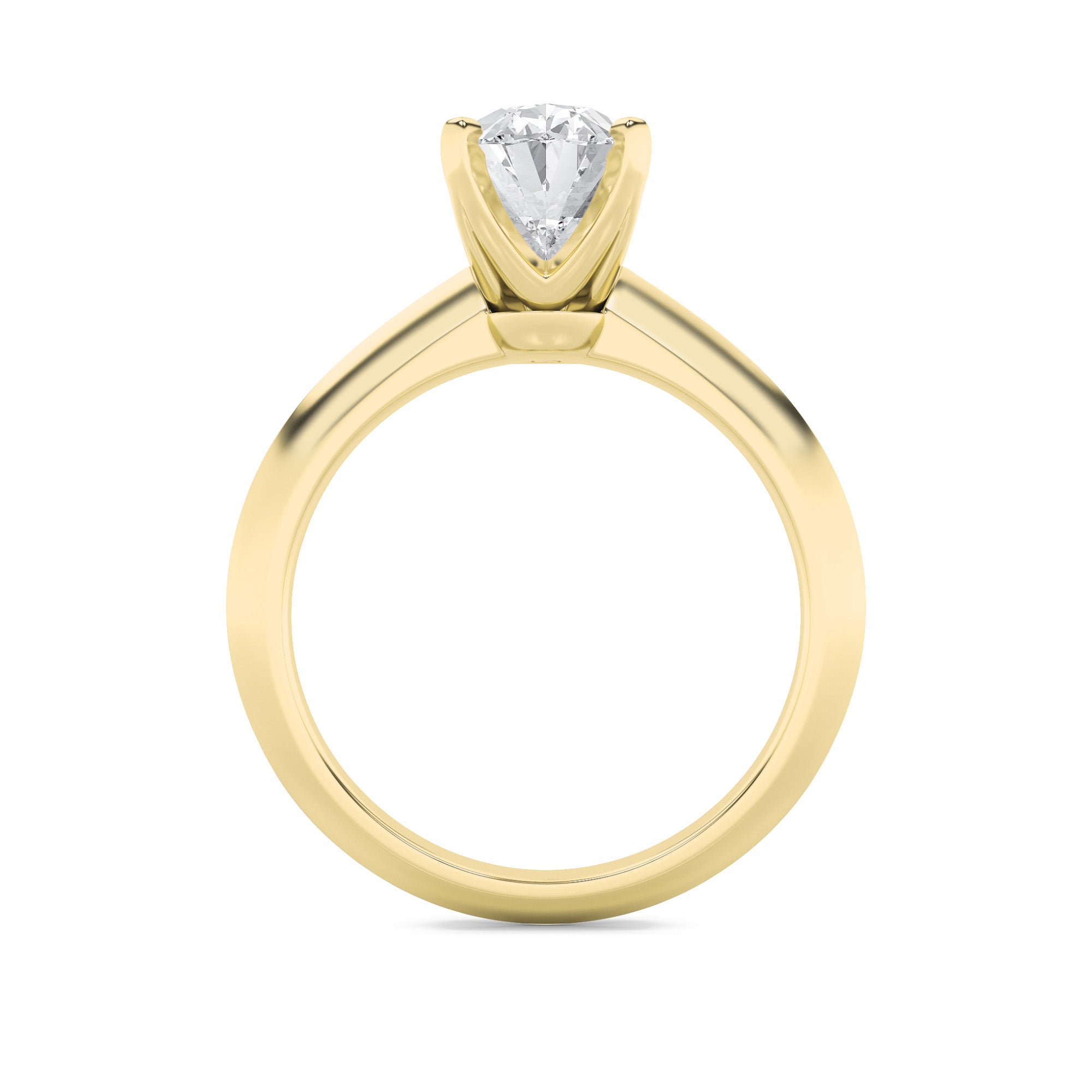Rebecca Elongated Oval Solitaire with 4 Prongs - Yellow Gold Aura Diamonds