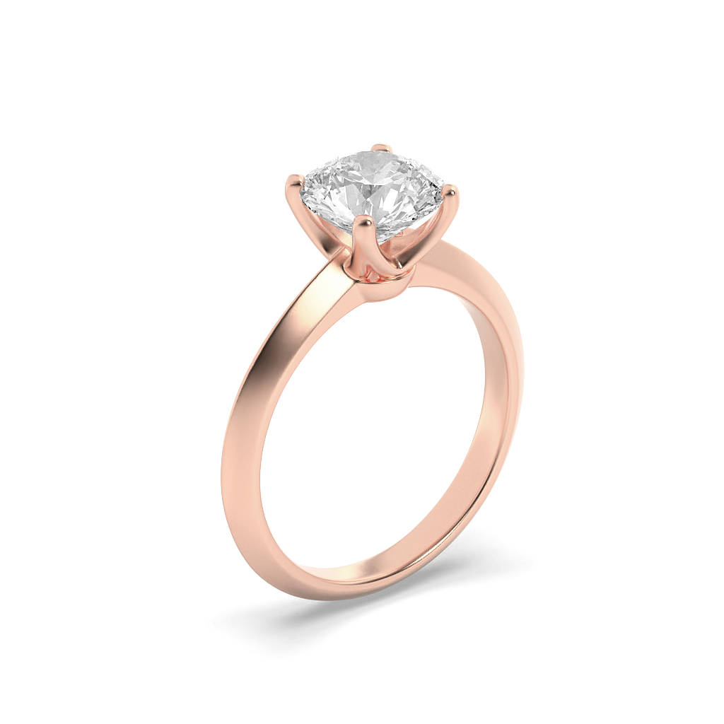 Natalie Round Cut Solitaire with Four Prongs - Rose Gold