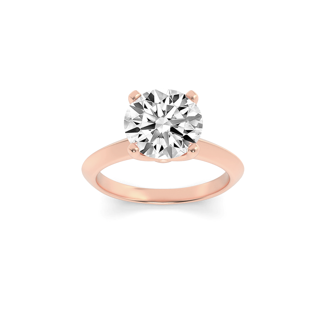 Natalie Round Cut Solitaire with Four Prongs - Rose Gold
