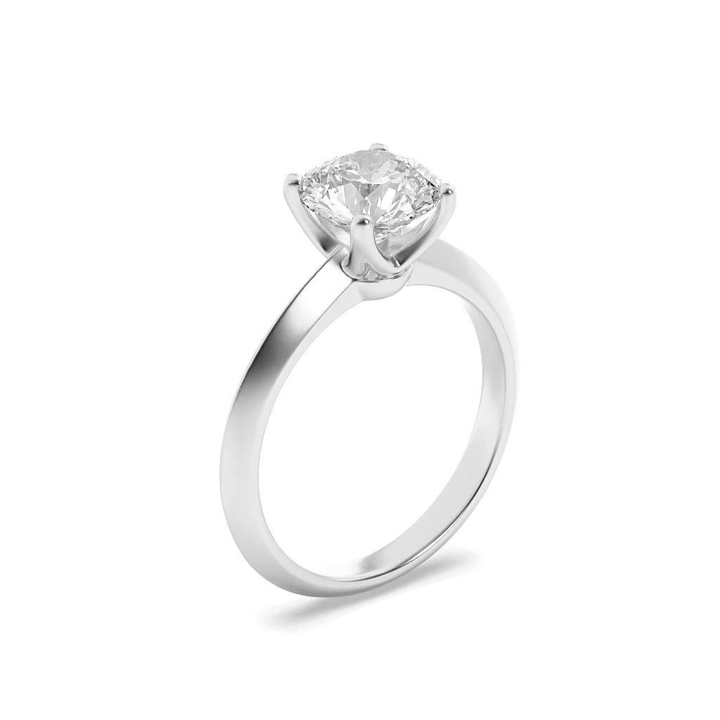 Natalie Round Cut Solitaire with Four Prongs - White Gold