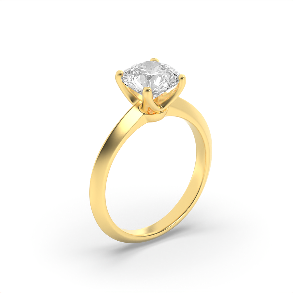 Natalie Round Cut Solitaire with Four Prongs - Yellow Gold