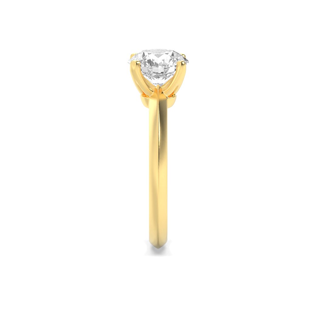 Natalie Round Cut Solitaire with Four Prongs - Yellow Gold