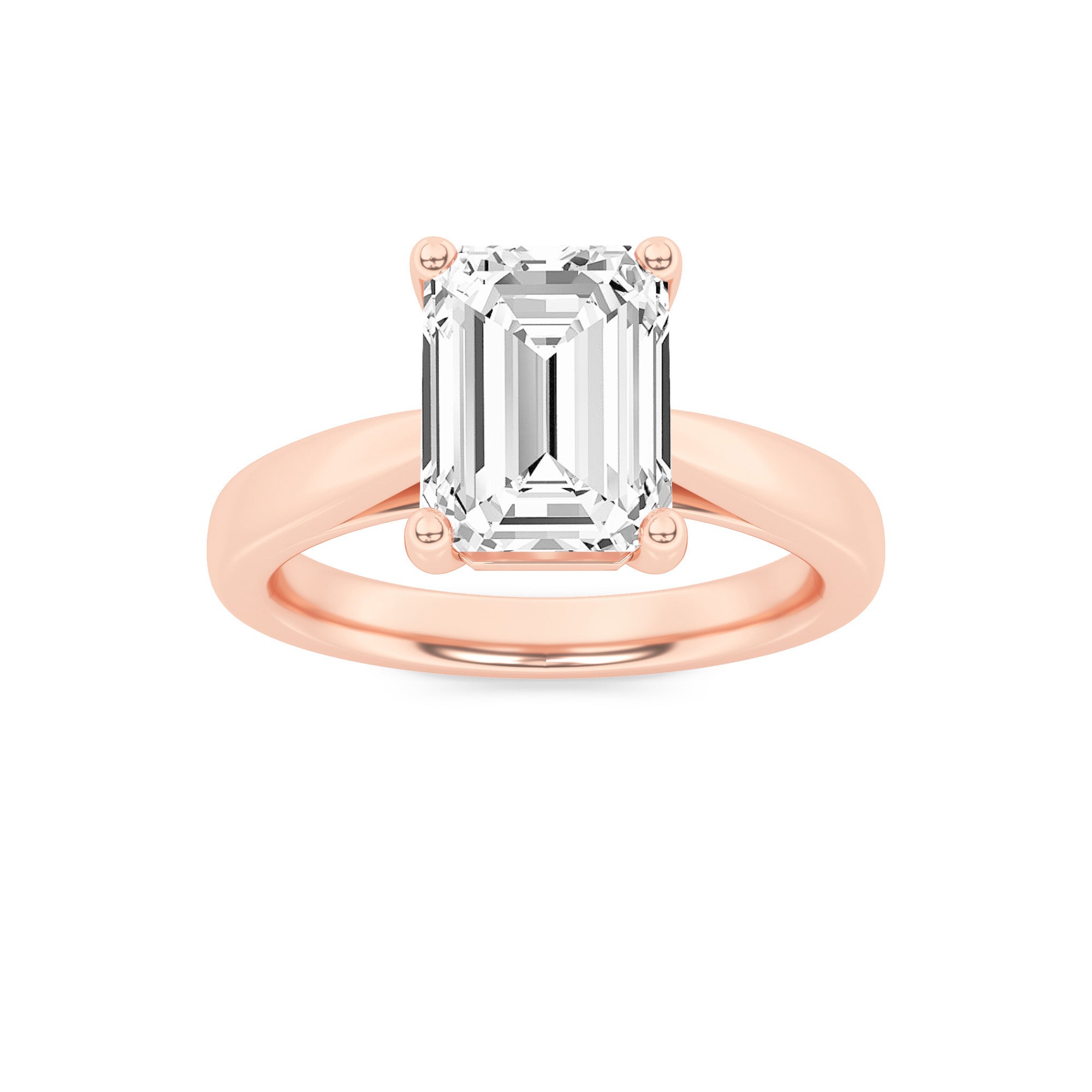 Jaimee Emerald Solitaire - Cathedral Setting - Rose Gold Aura Diamonds