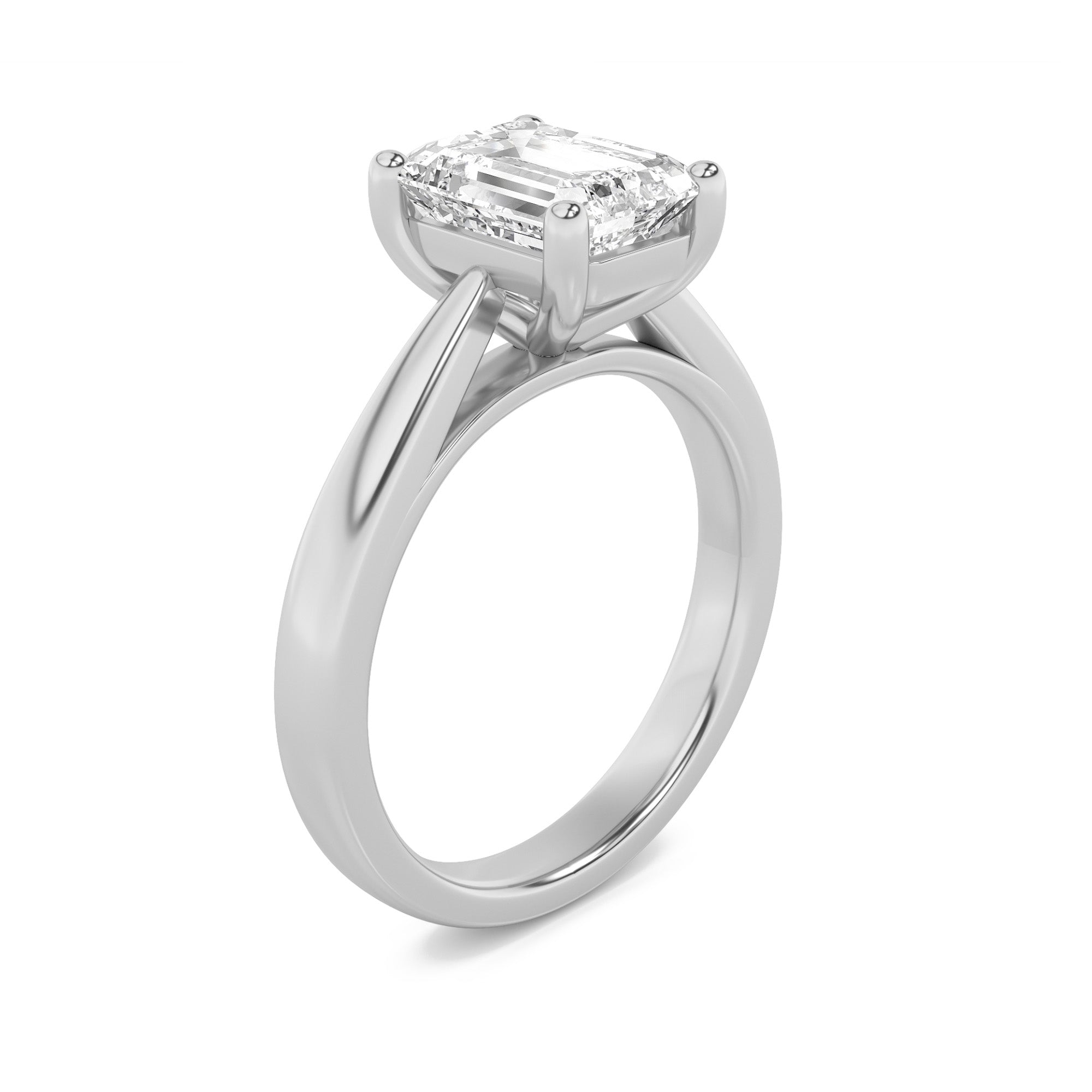 Jaimee Emerald Solitaire - Cathedral Setting - White Gold Aura Diamonds