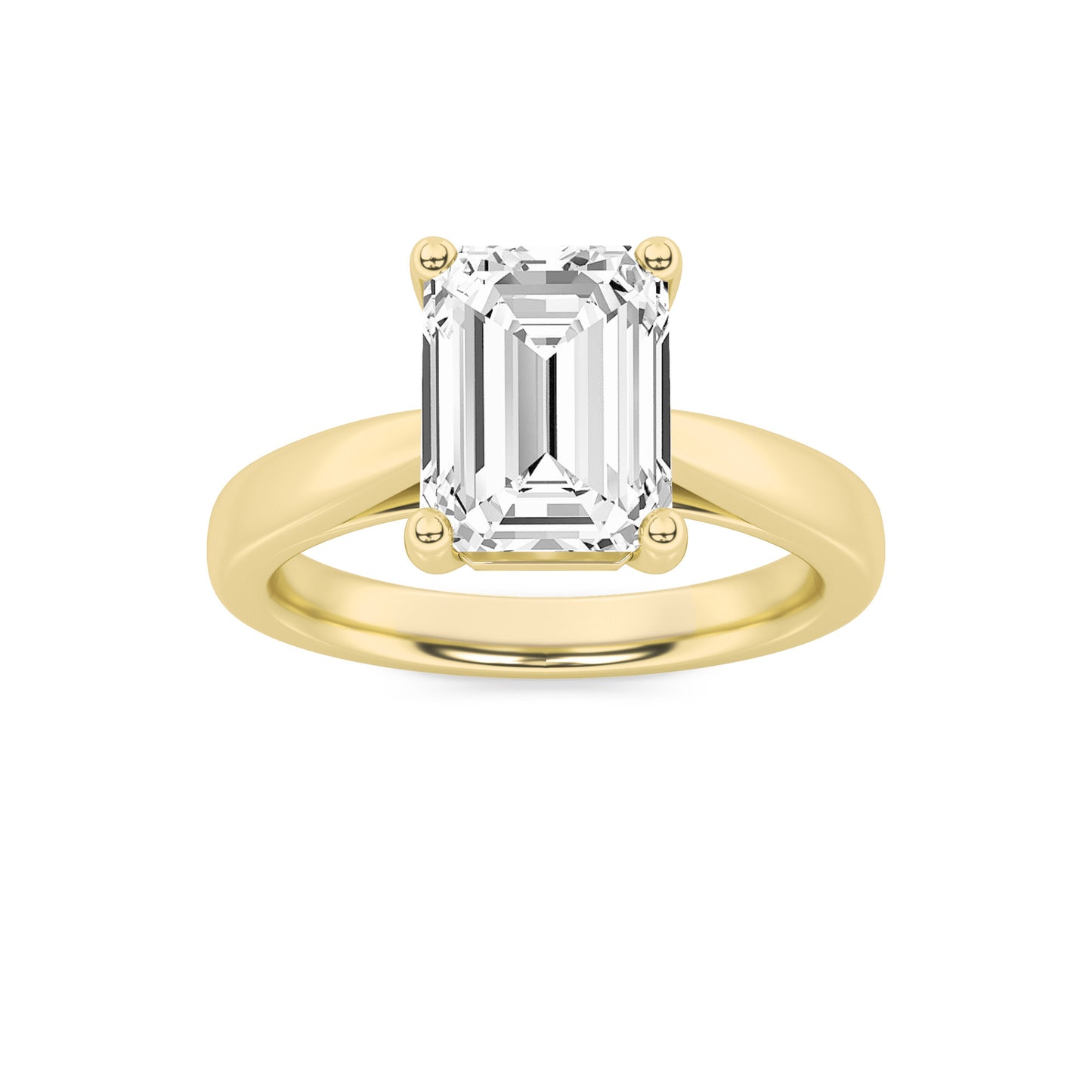 Jaimee Emerald Solitaire - Cathedral Setting - Yellow Gold