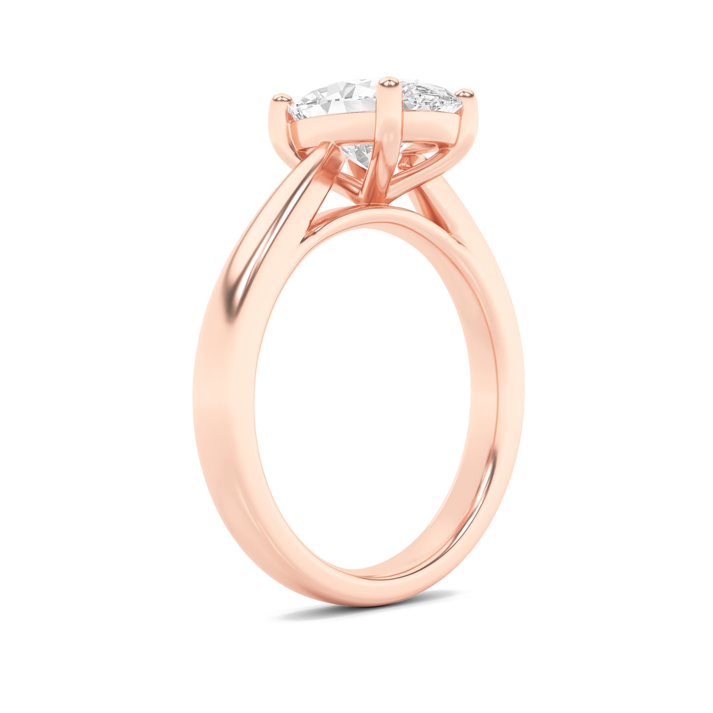 Zoe Oval Solitaire - Cathedral Setting - Rose Gold