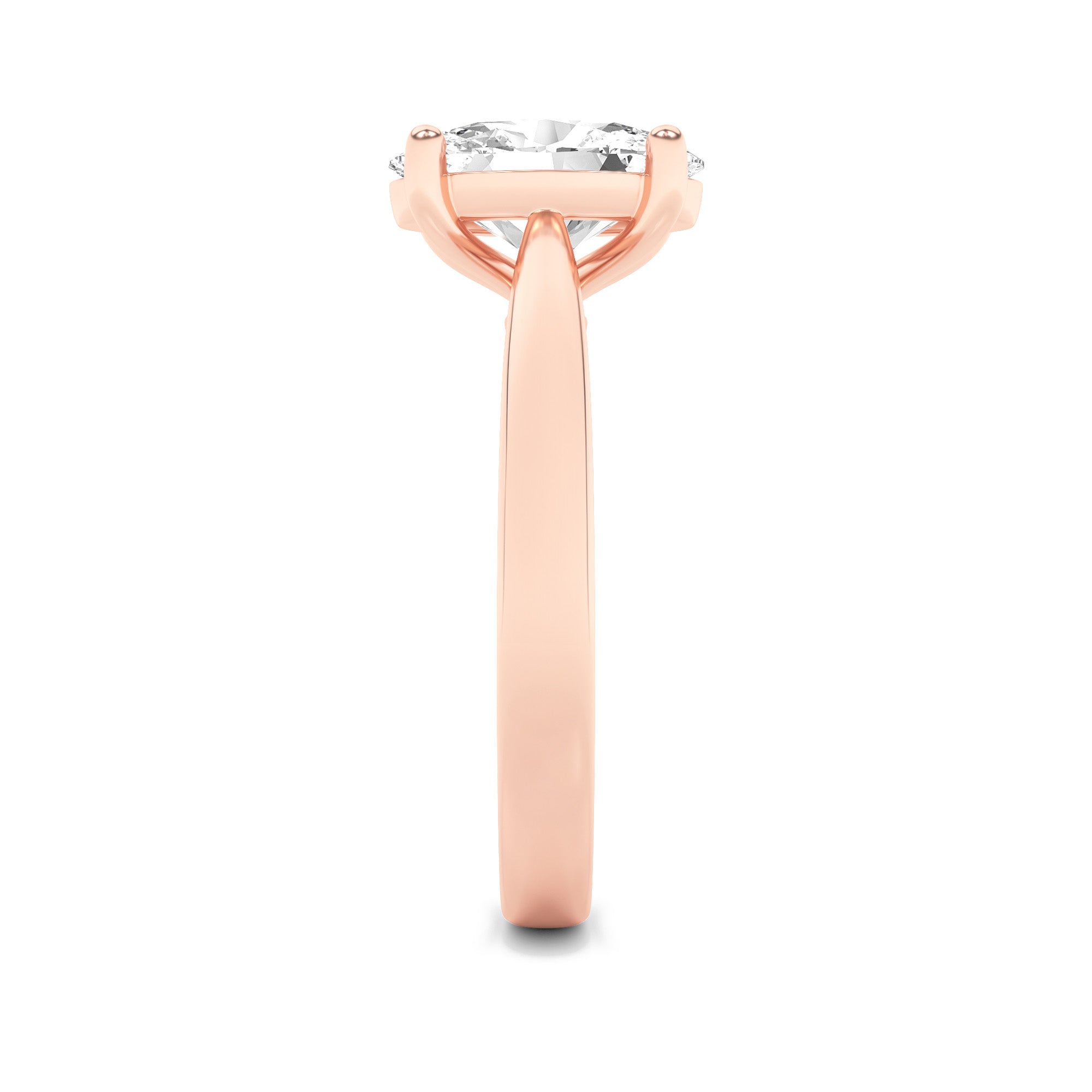 Zoe Oval Solitaire - Cathedral Setting - Rose Gold Aura Diamonds