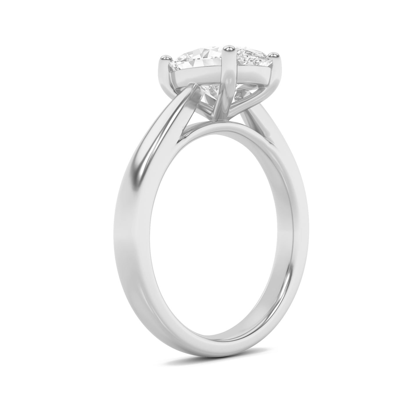 Zoe Oval Solitaire - Cathedral Setting - White Gold