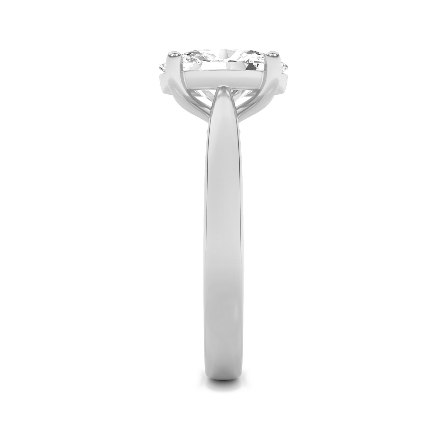 Zoe Oval Solitaire - Cathedral Setting - White Gold