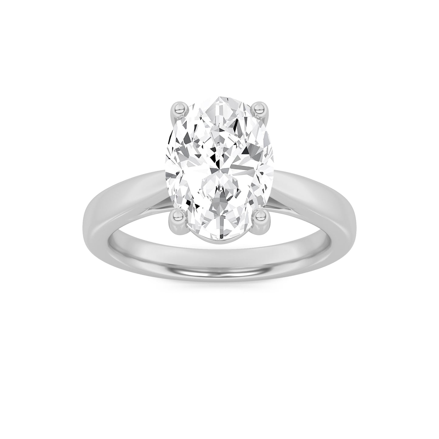 Zoe Oval Solitaire - Cathedral Setting - White Gold