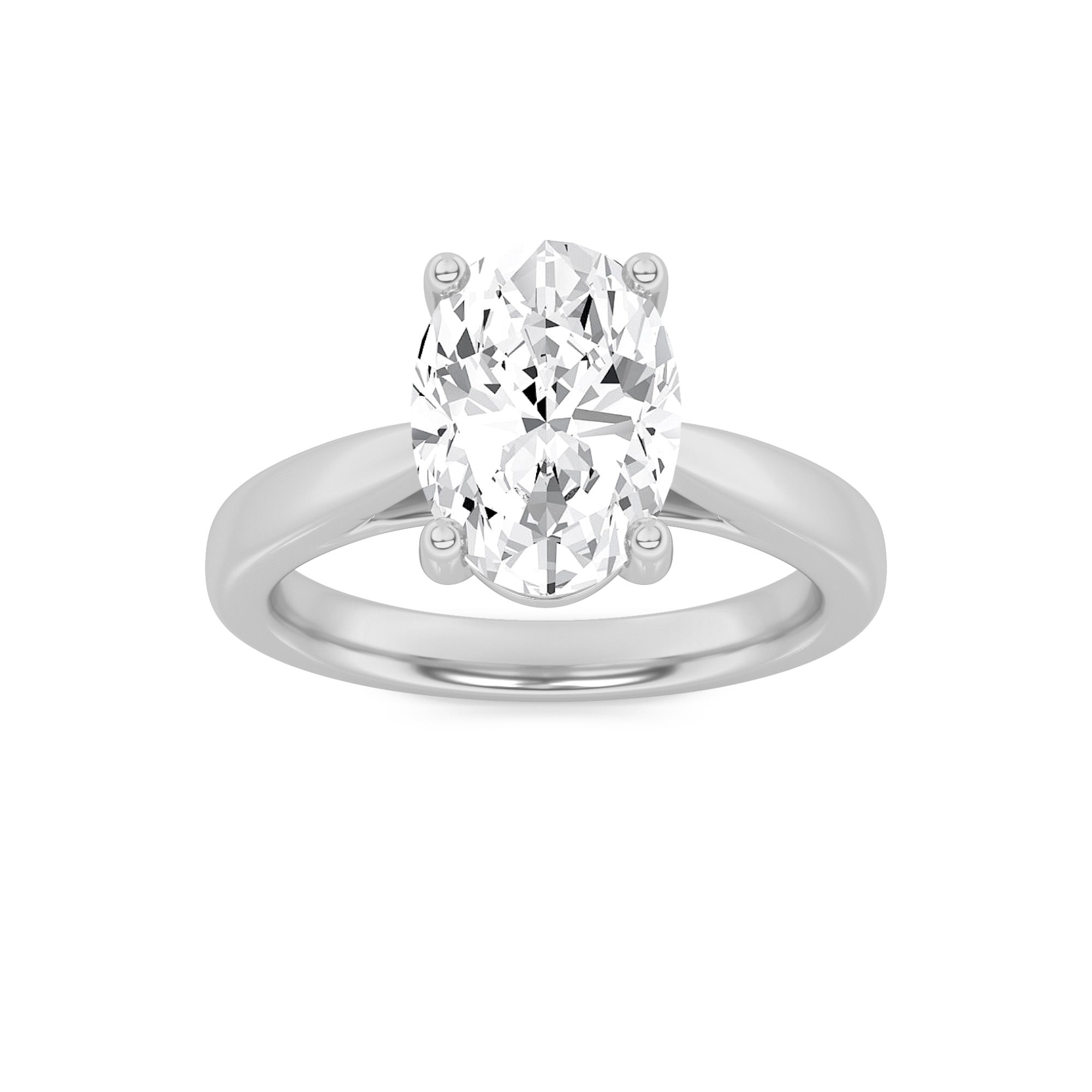 Zoe Oval Solitaire - Cathedral Setting - White Gold Aura Diamonds