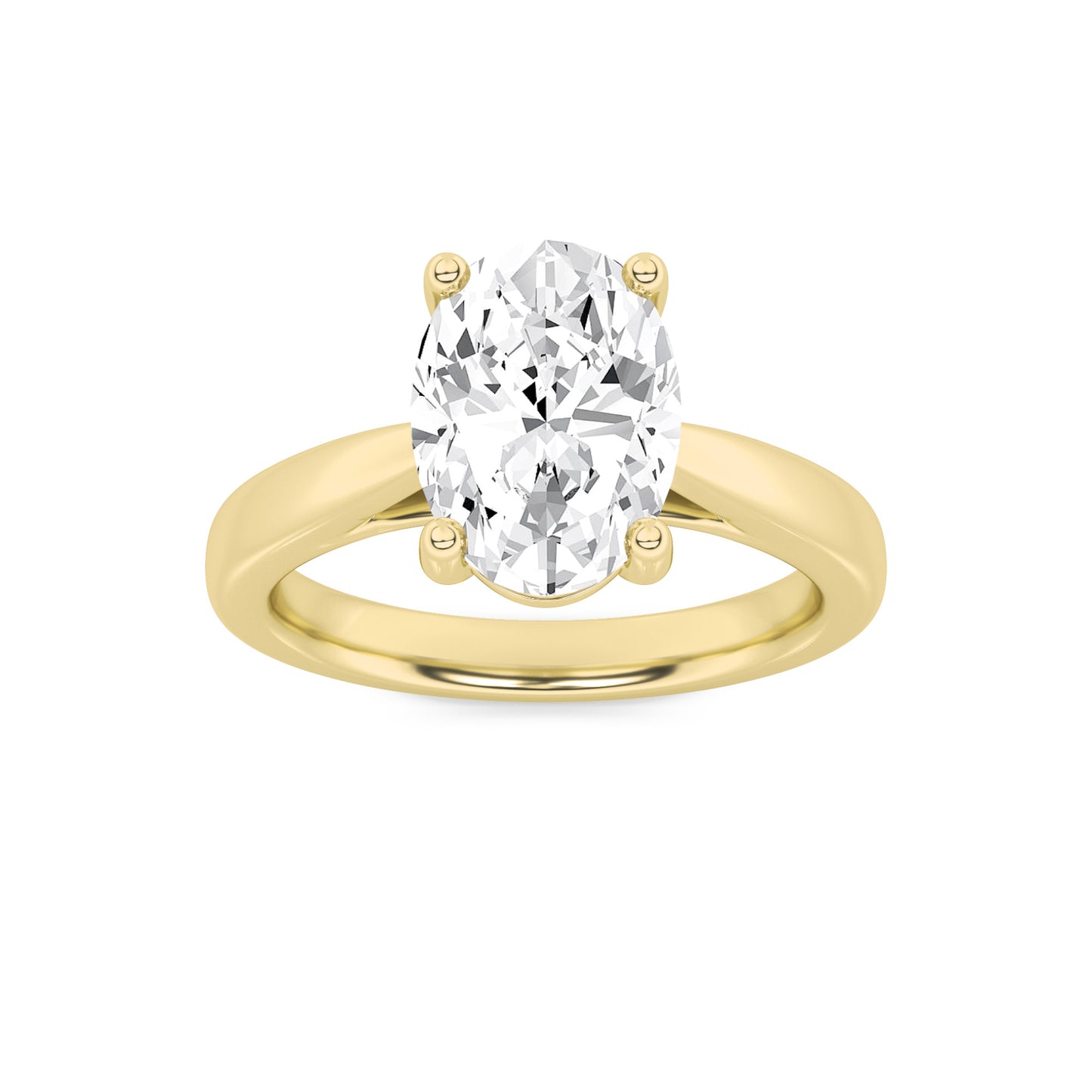 Zoe Oval Solitaire - Cathedral Setting - Yellow Gold
